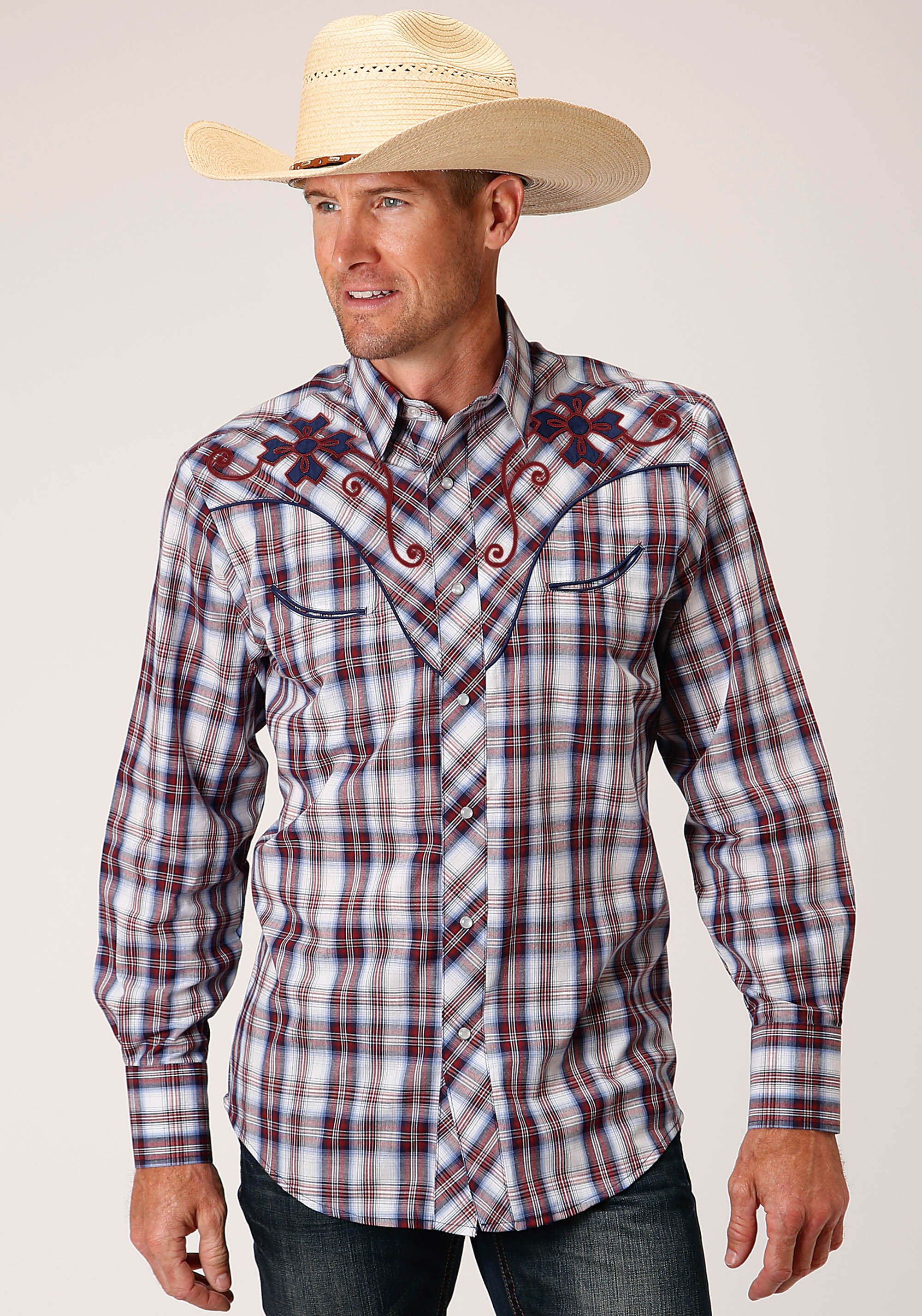 Karman Special Styles Mens 1510 Wine, Navy, & White Plaid