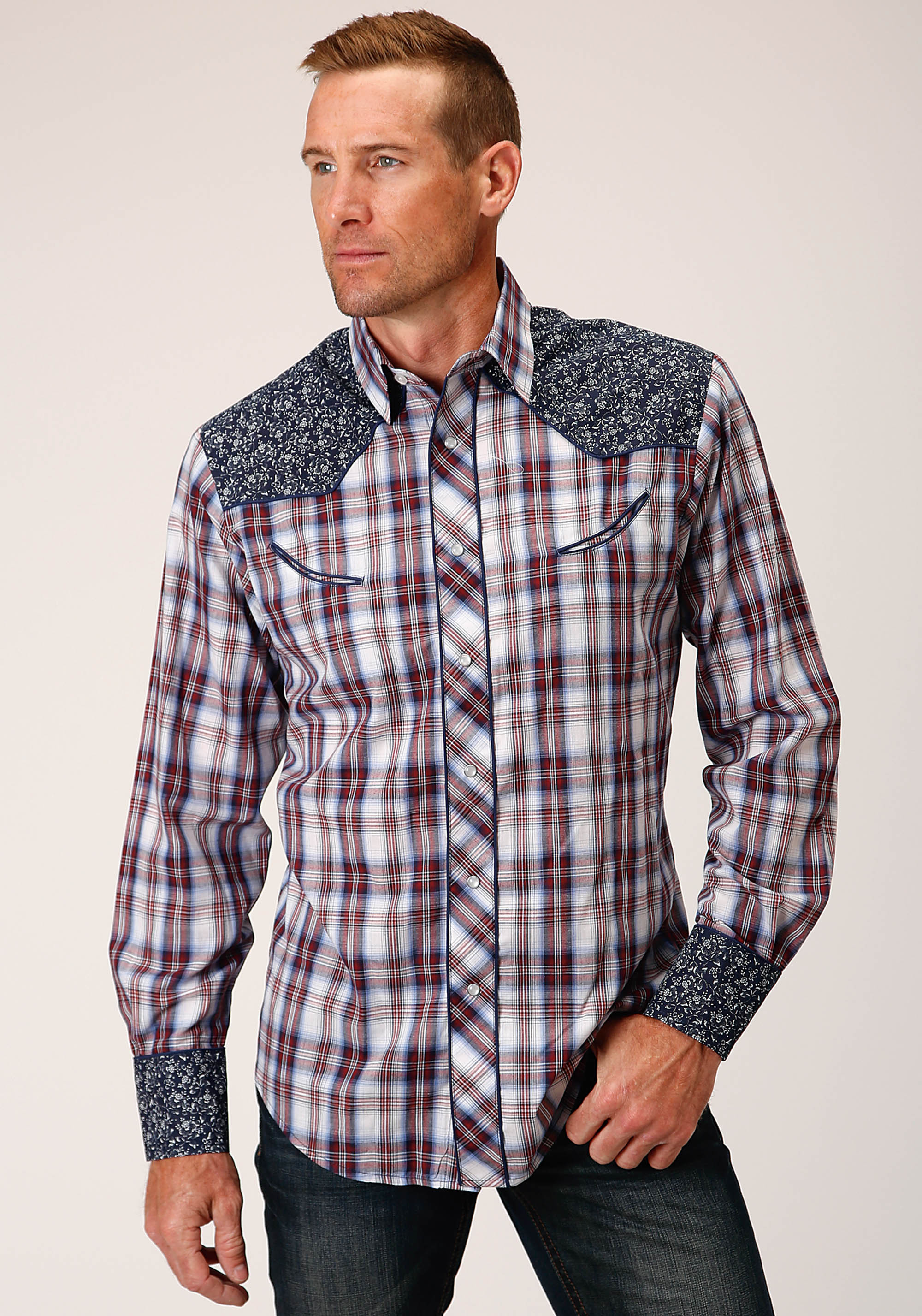 Karman Special Styles Mens 1510 Wine, Navy, And White Plaid