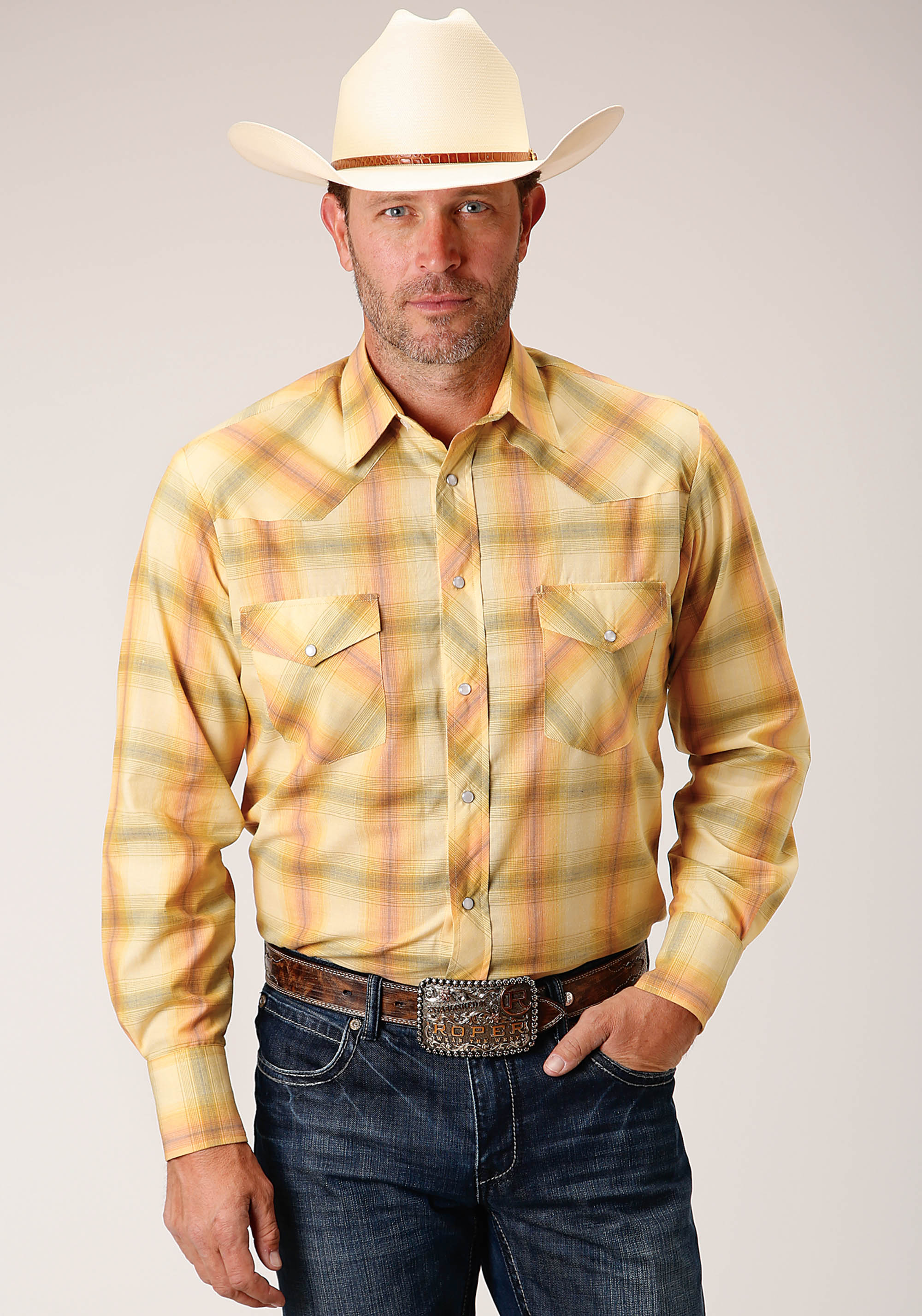 Karman Classics- 55/45 Plaids Mens 1511 Yellow And Tangerine Plaid