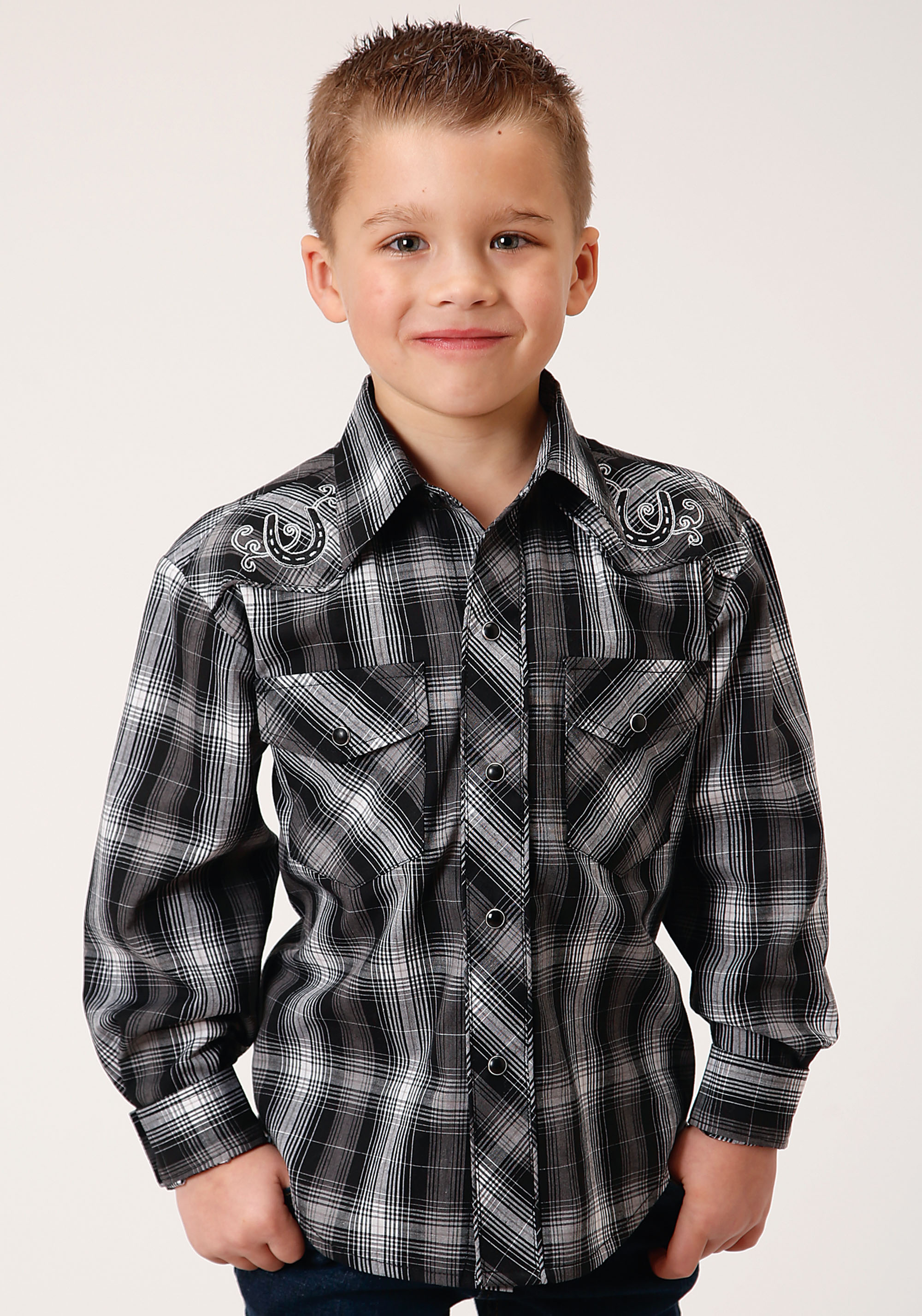 Karman Special Styles Boys 824 Black And White Plaid