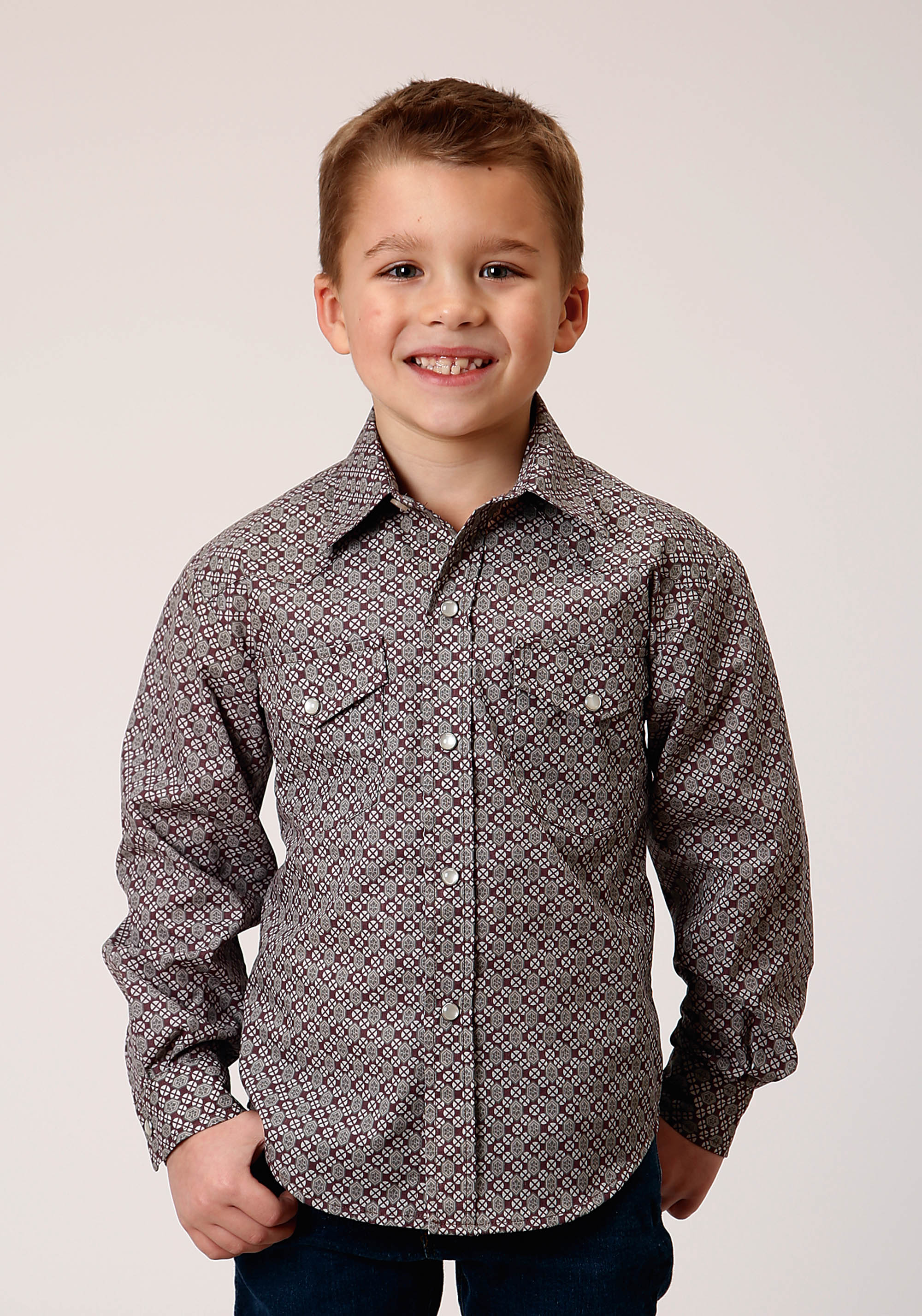 Karman Classics- 55/45 Prints Boys 1888 Wine/taupe Retro Print