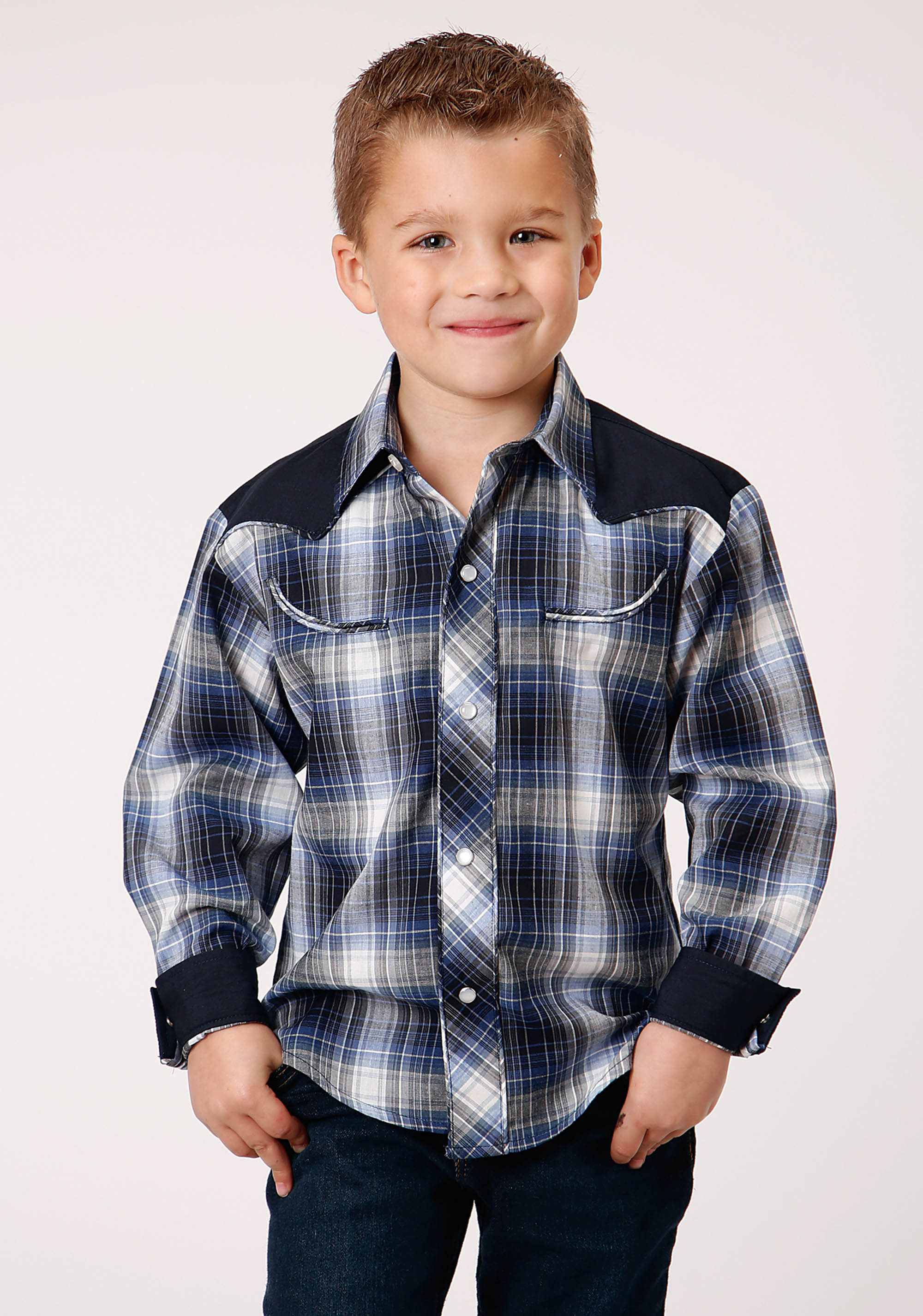 Karman Special Styles Boys Blue 1215 Navy,royal, & White Plaid