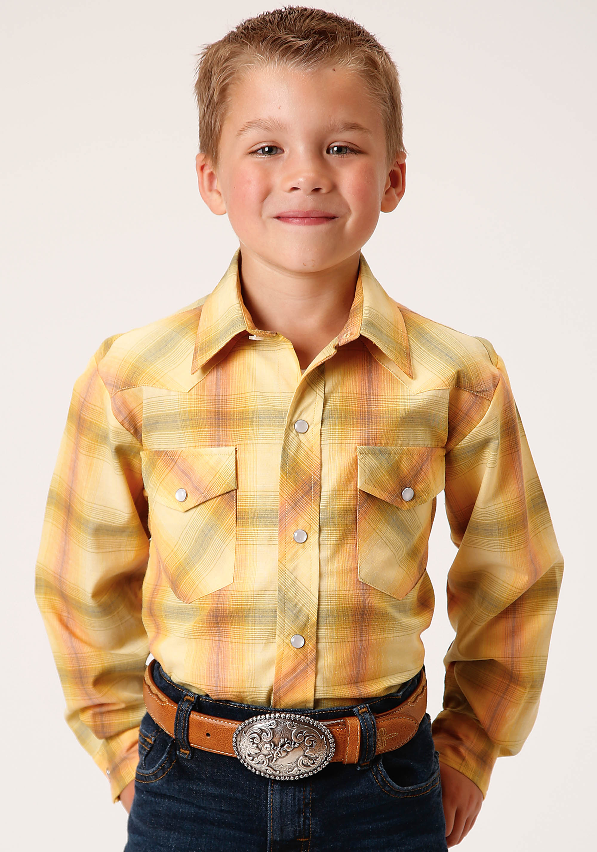 Karman Classics- 55/45 Plaids Boys 1511 Yellow And Tangerine Plaid