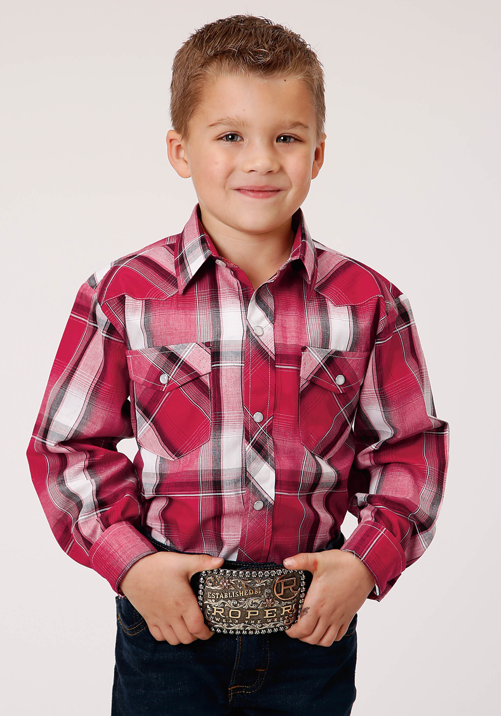 Karman Classics – 55/45 Plaids Boys 1204 Red, Black And White Plaid