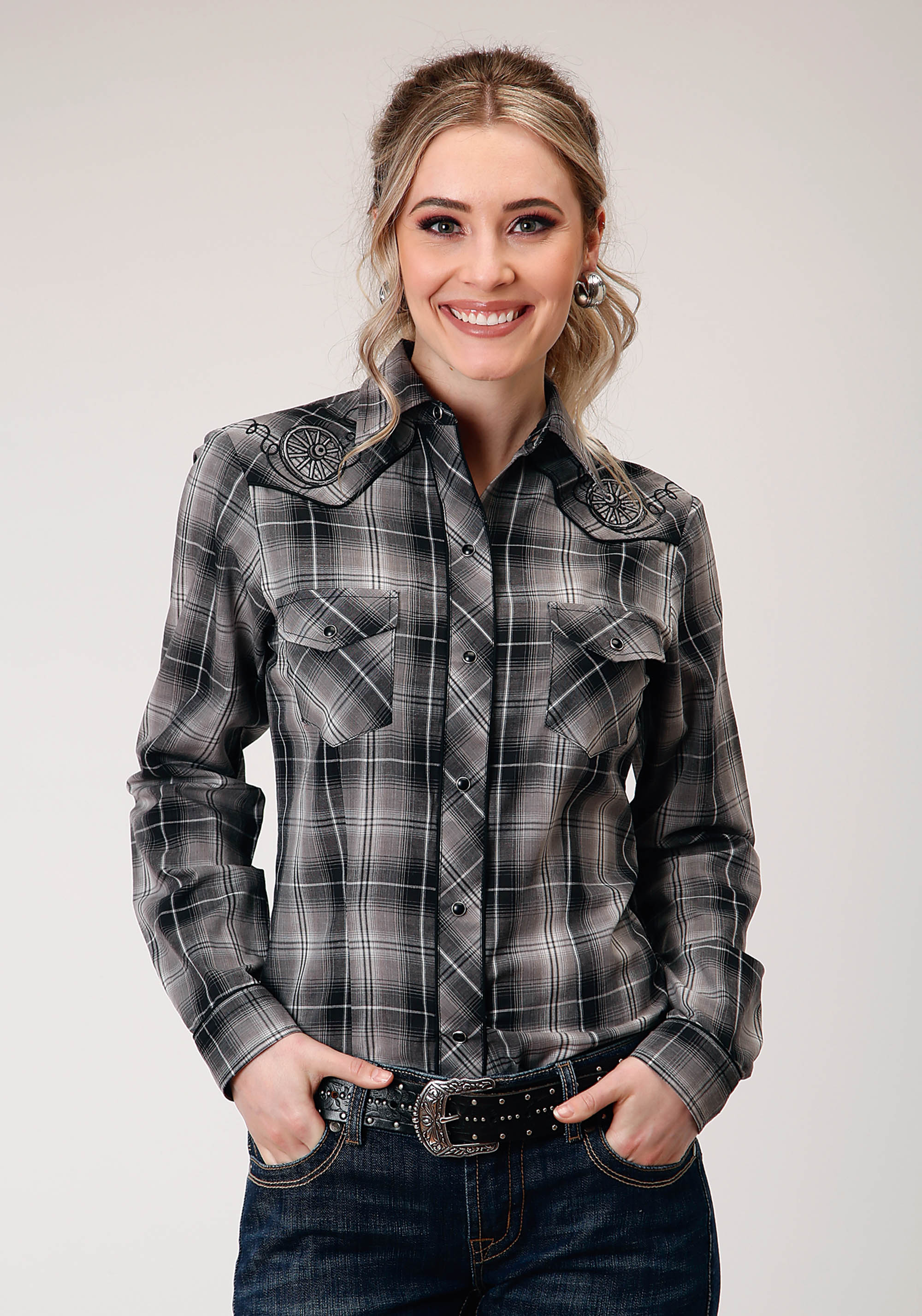 Karman Special Styles Womens 1212 Black And Grey Plaid