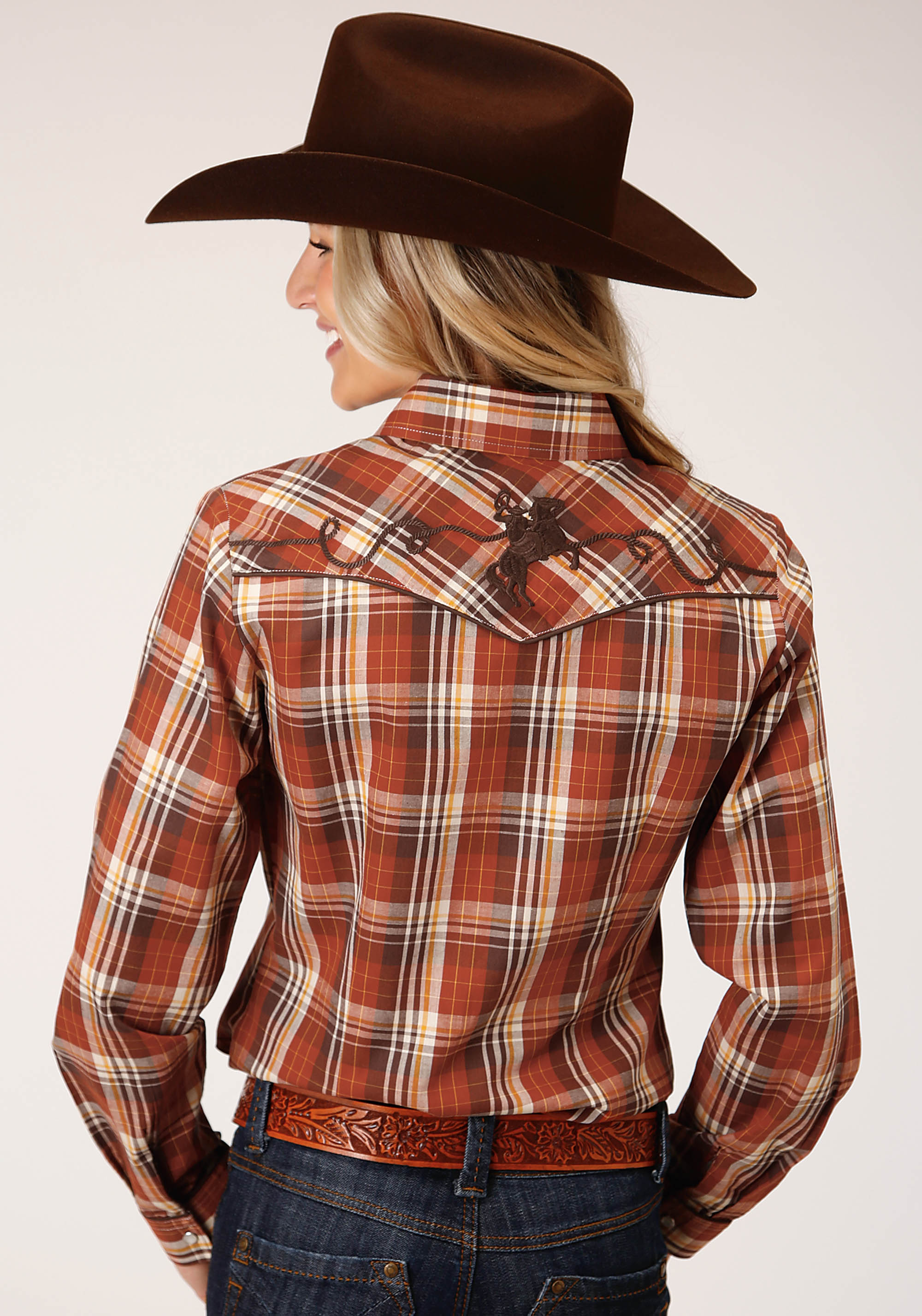 Karman Special Styles Womens 1213 Rust, Brown, And Cream Plaid