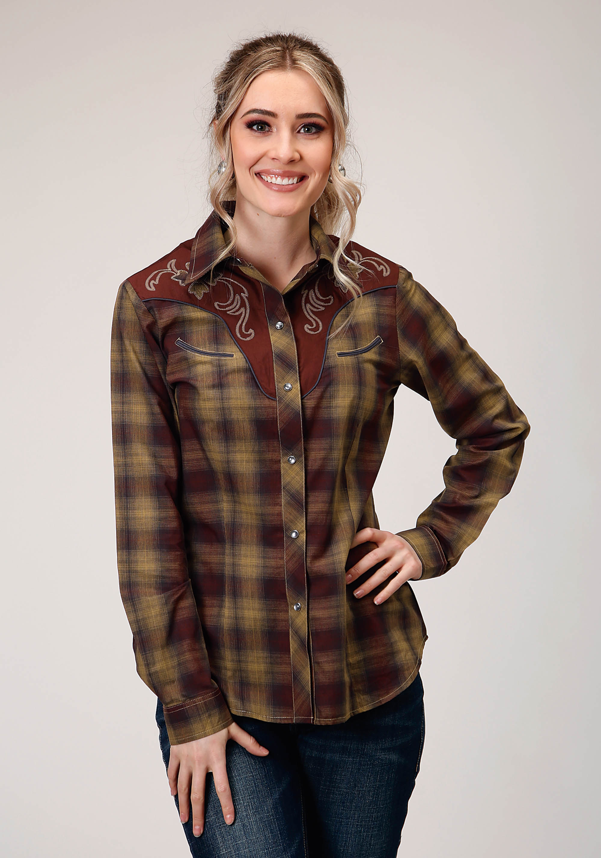 Karman Special Styles Womens Brown 1205 Caramel & Grey Plaid