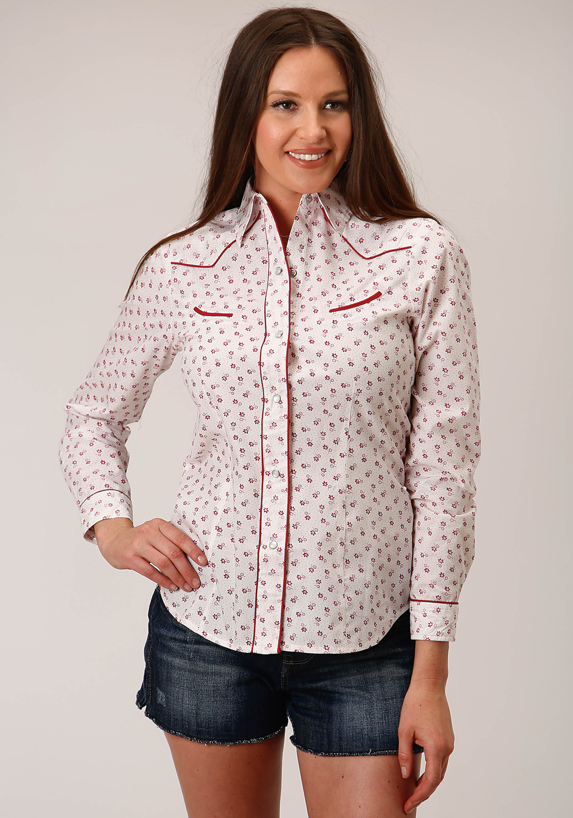 Karman Special Styles Womens 1500 White And Red Floral Print