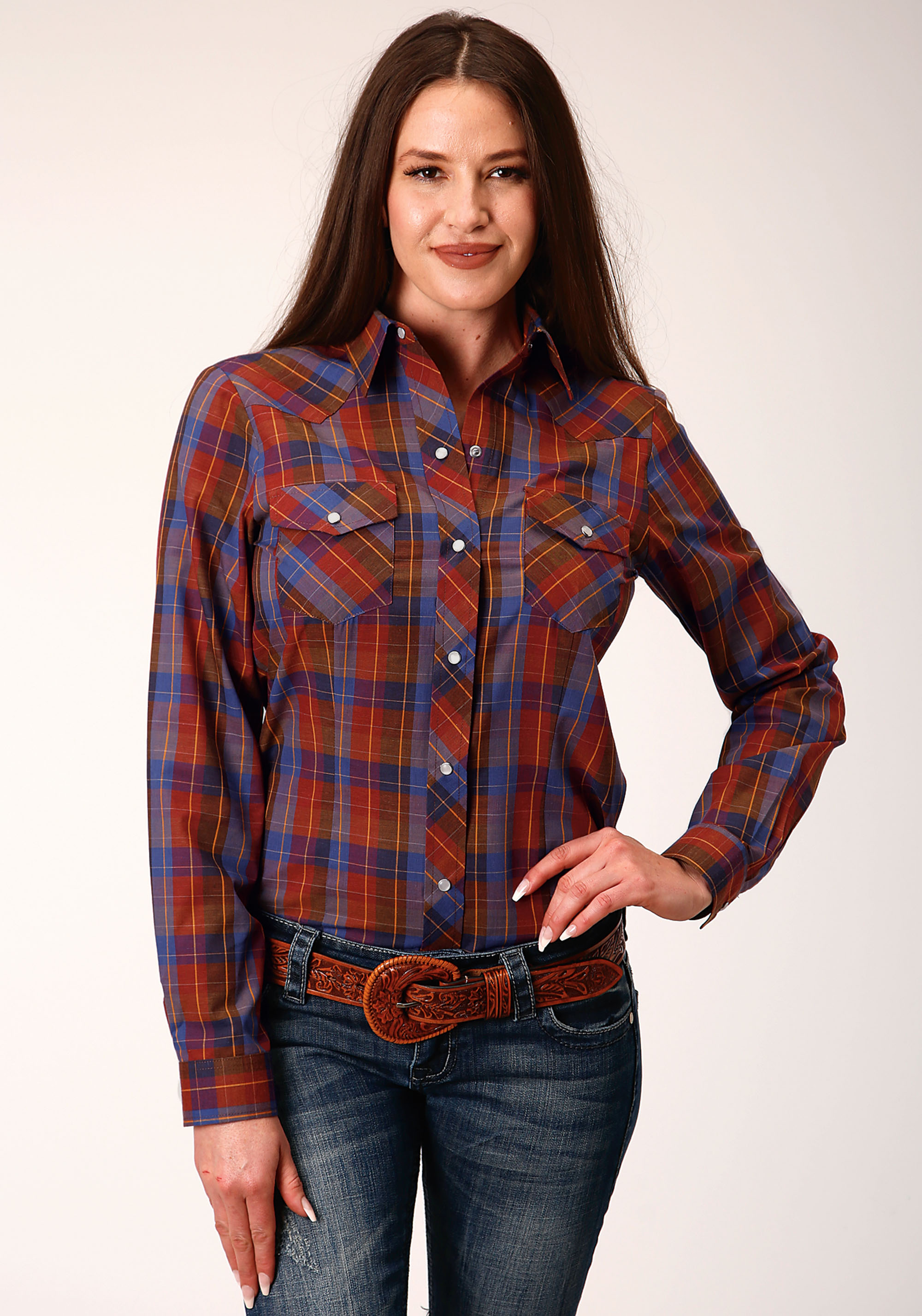 Karman Classics- 55/45 Plaids Womens 825 Wine And Peri Plaid