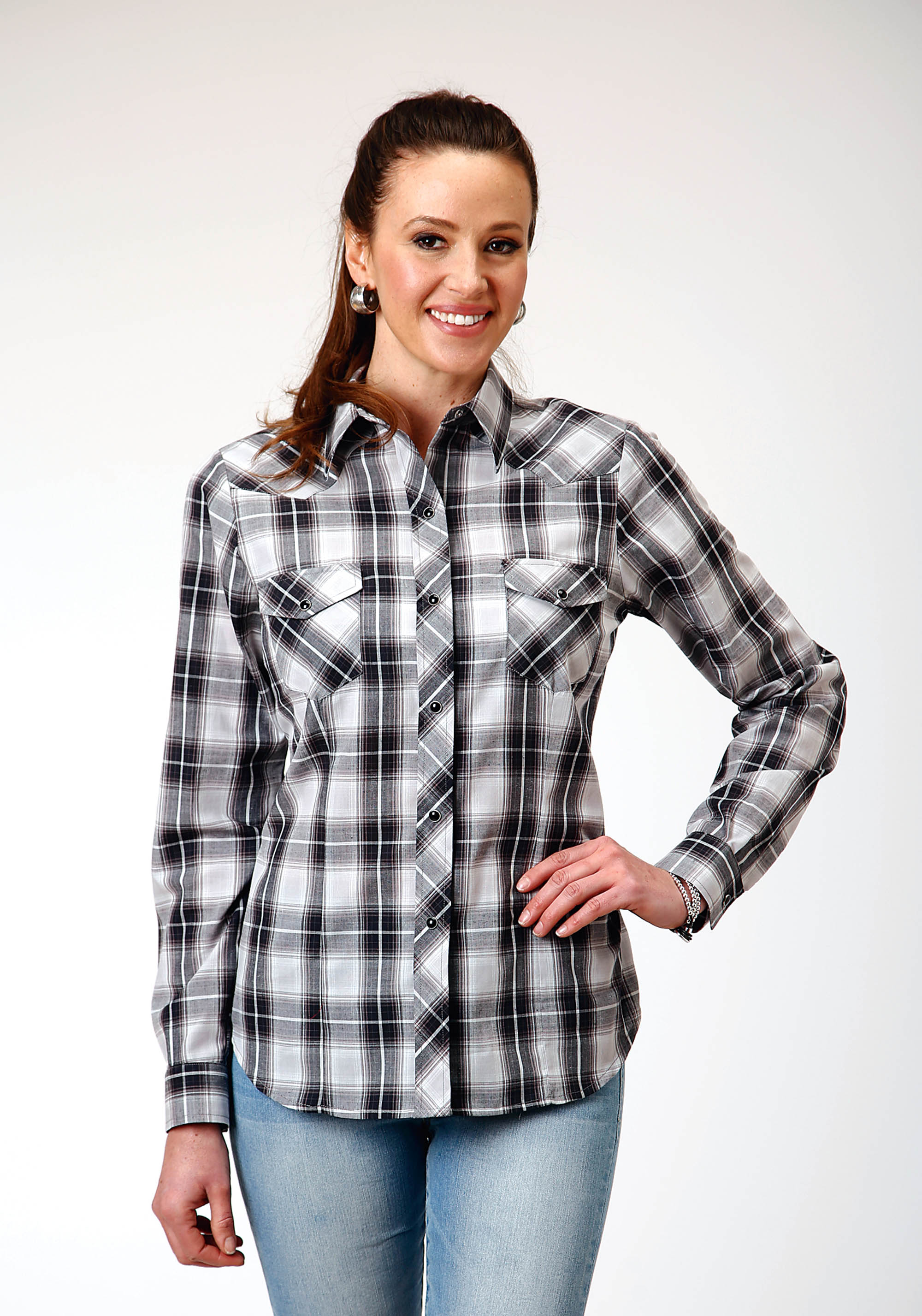 Karman Classics- 55/45 Plaids Womens 1881 Black/aqua/grey Plaid