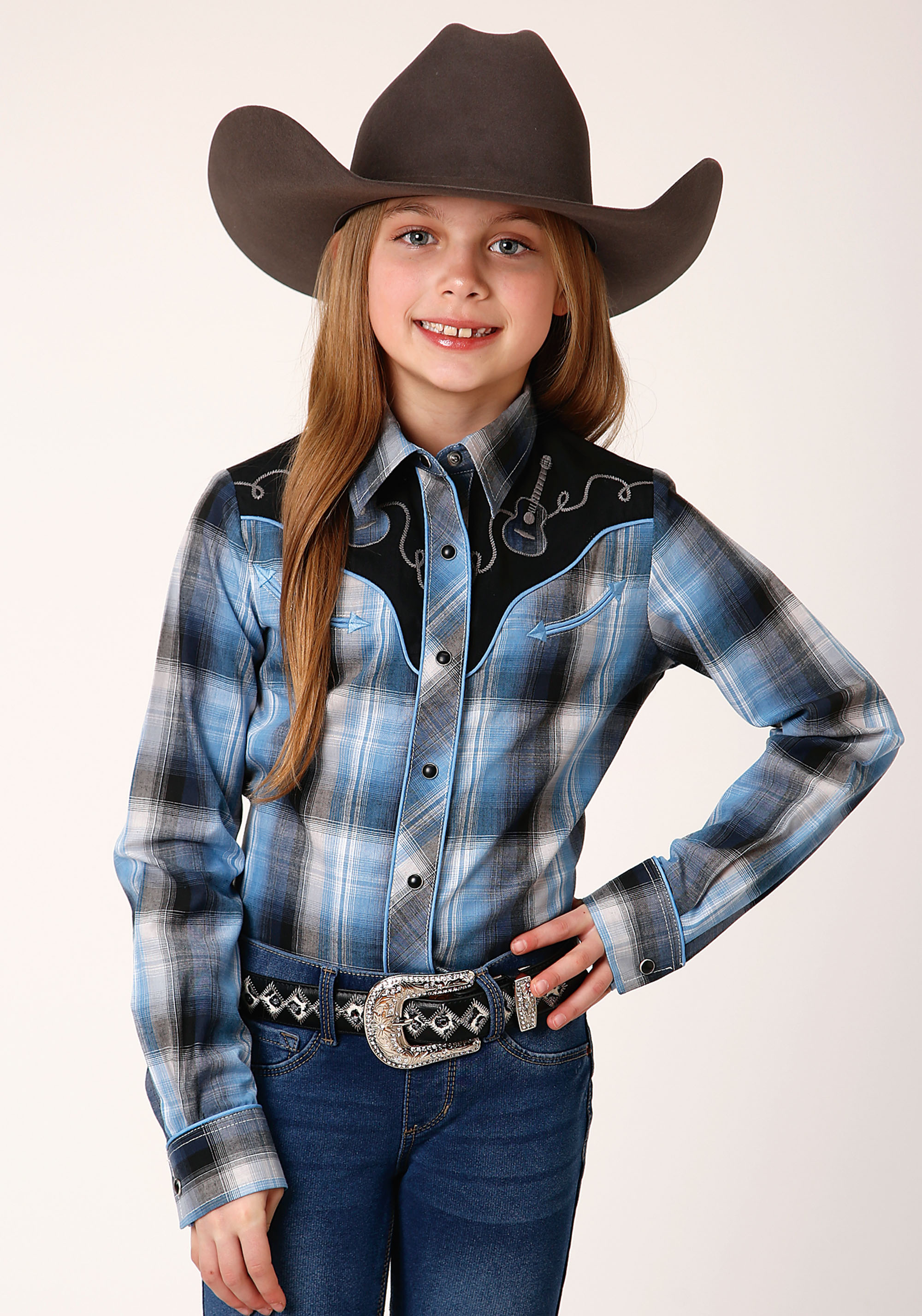 Karman Special Styles Girls 819 Lt. Blue & Navy Plaid