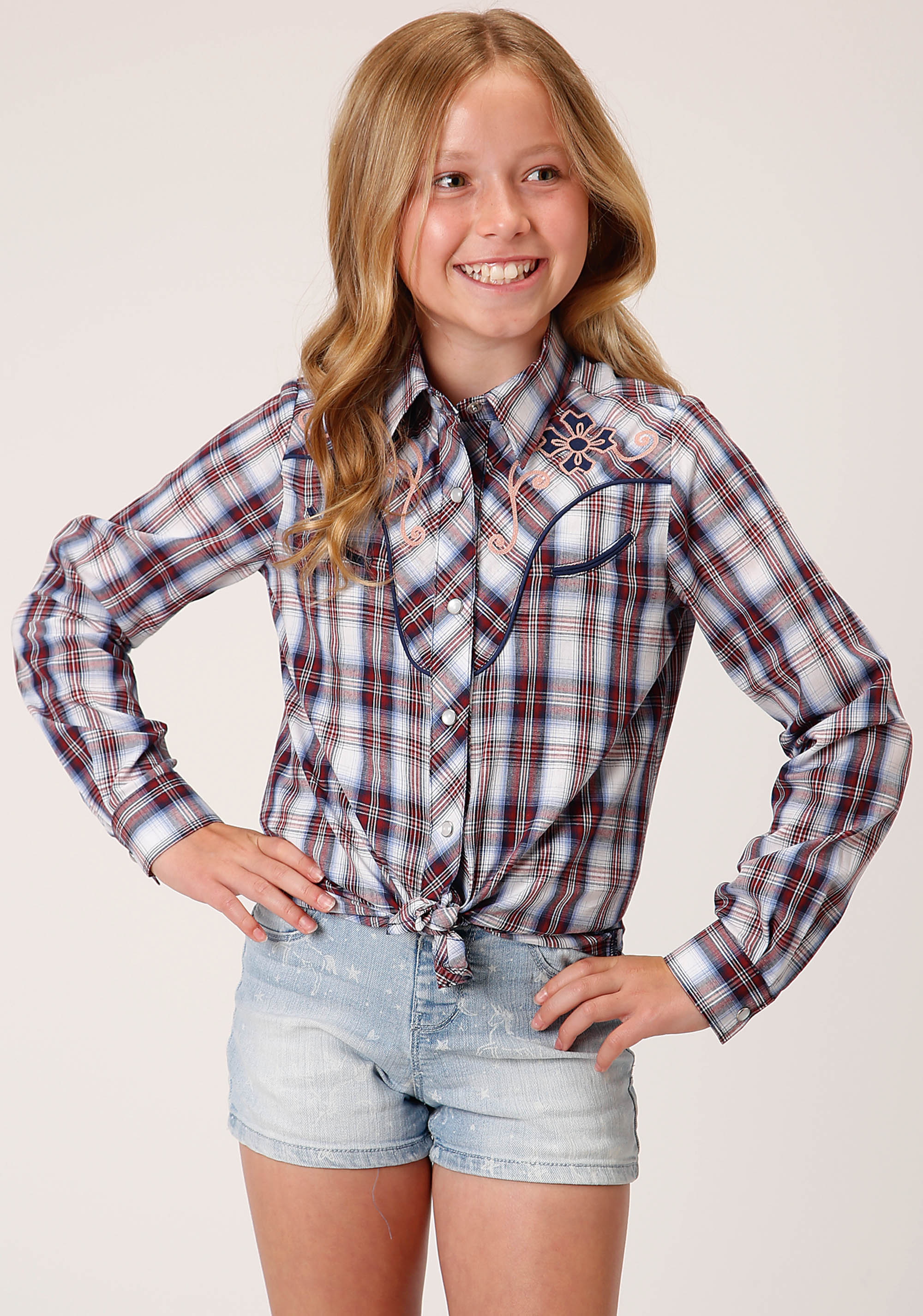 Karman Special Styles Girls 1510 Wine, Navy, & White Plaid