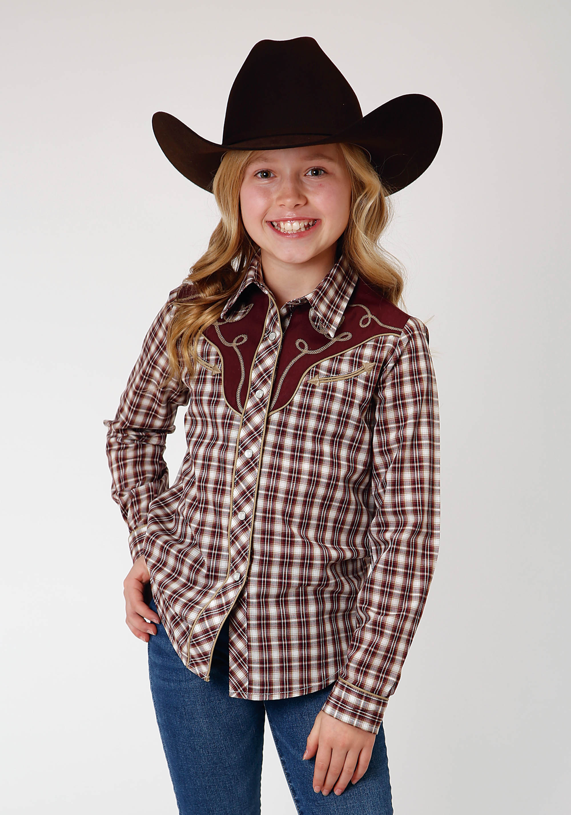 Karman Special Styles Girls 1207 Wine,cream,tan Small Scale Plaid