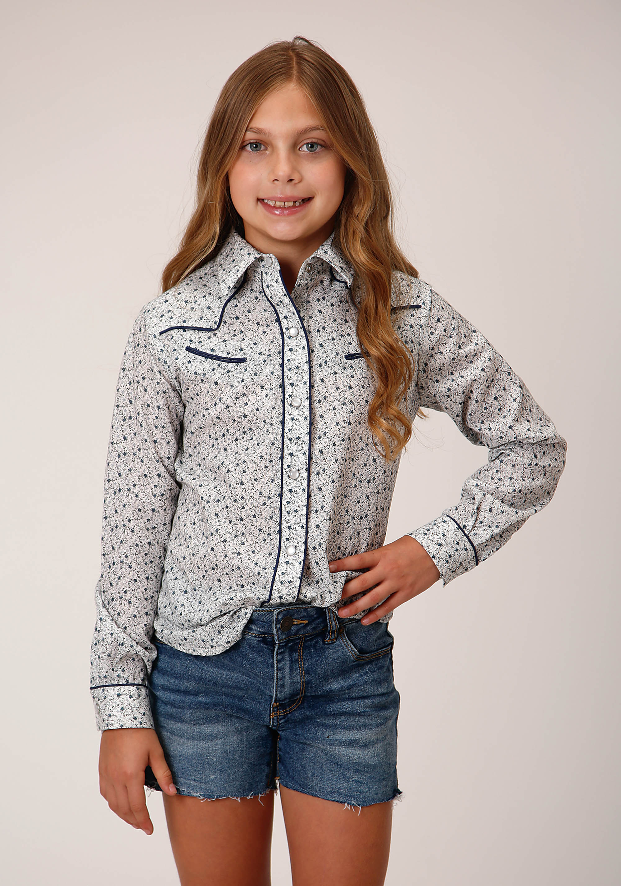 Karman Special Styles Girls 1626 Multi Blue Mini Floral Print