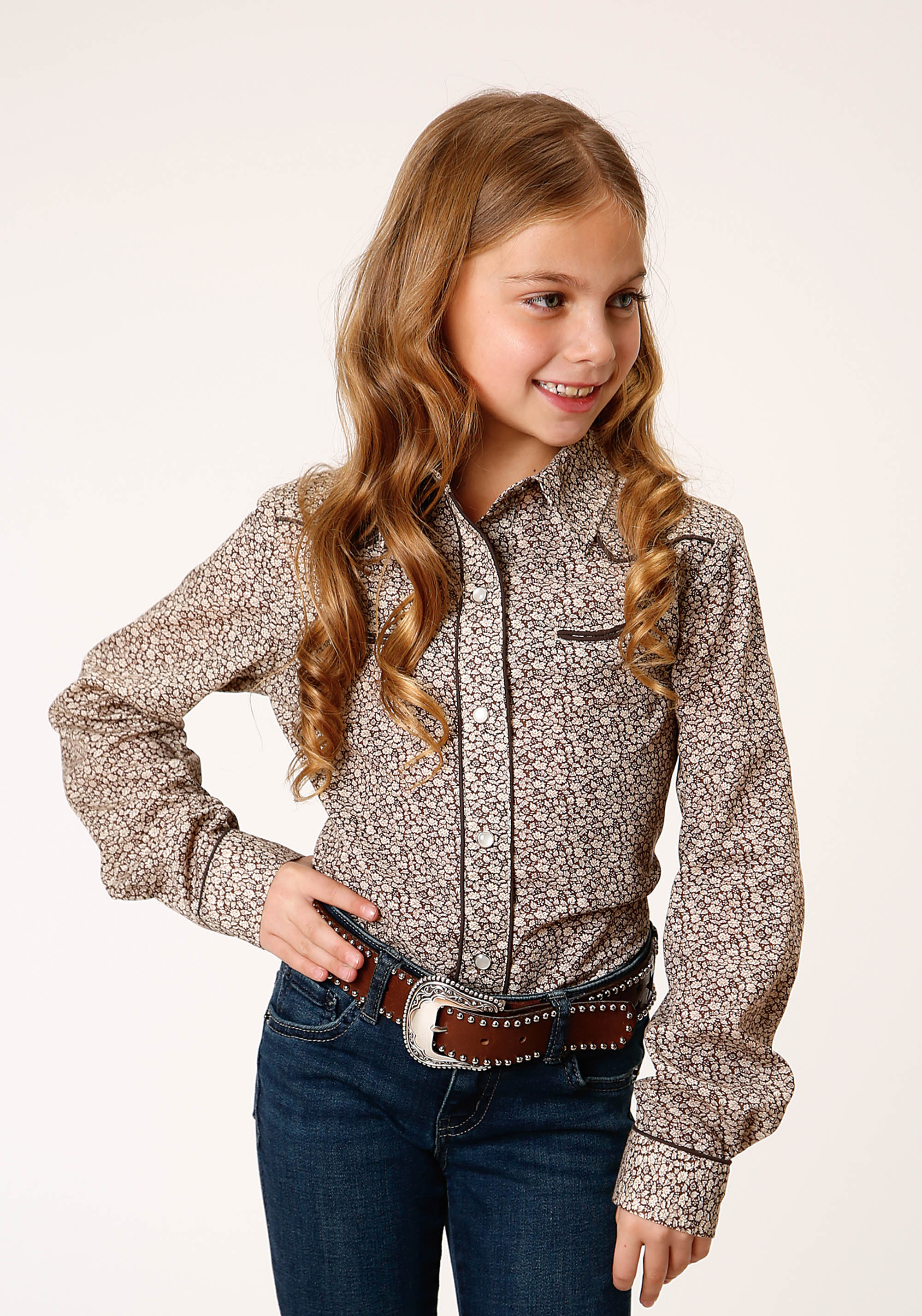 Karman Special Styles Girls 00829 Brown & Cream Floral Print