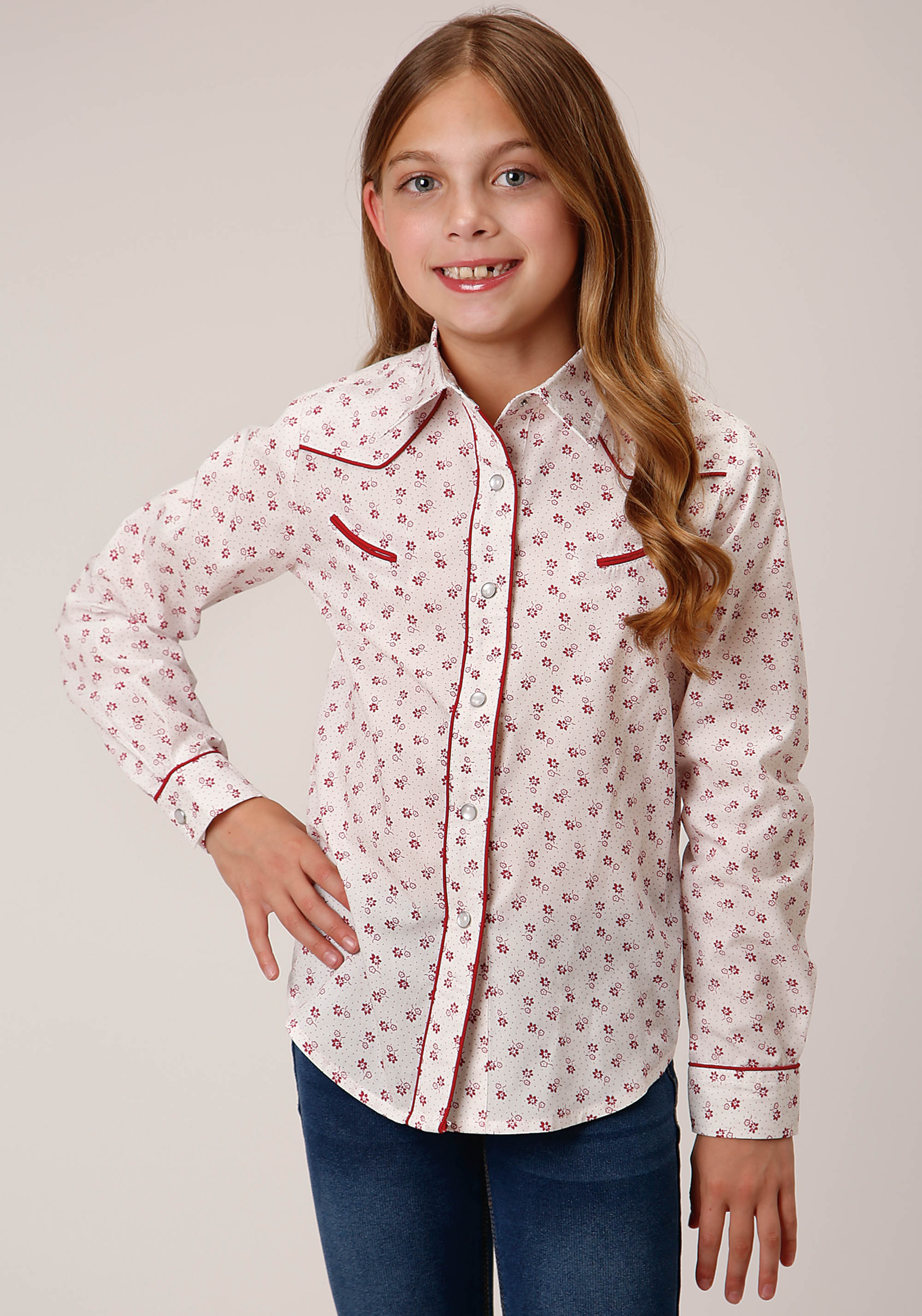 Karman Special Styles Girls 1500 White And Red Floral Print