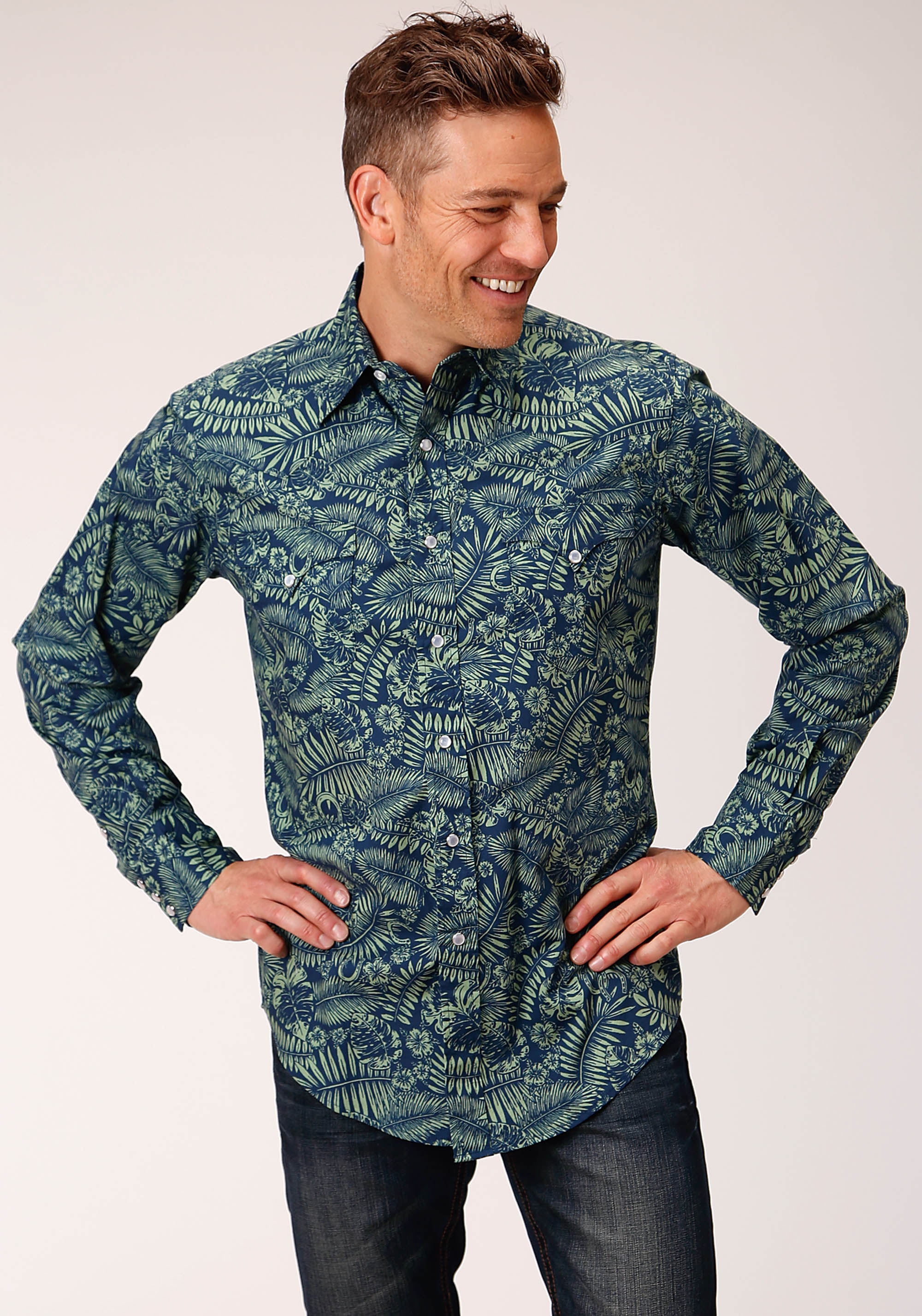 West Made Collection Mens Green 01589 Lucky Tropical Print