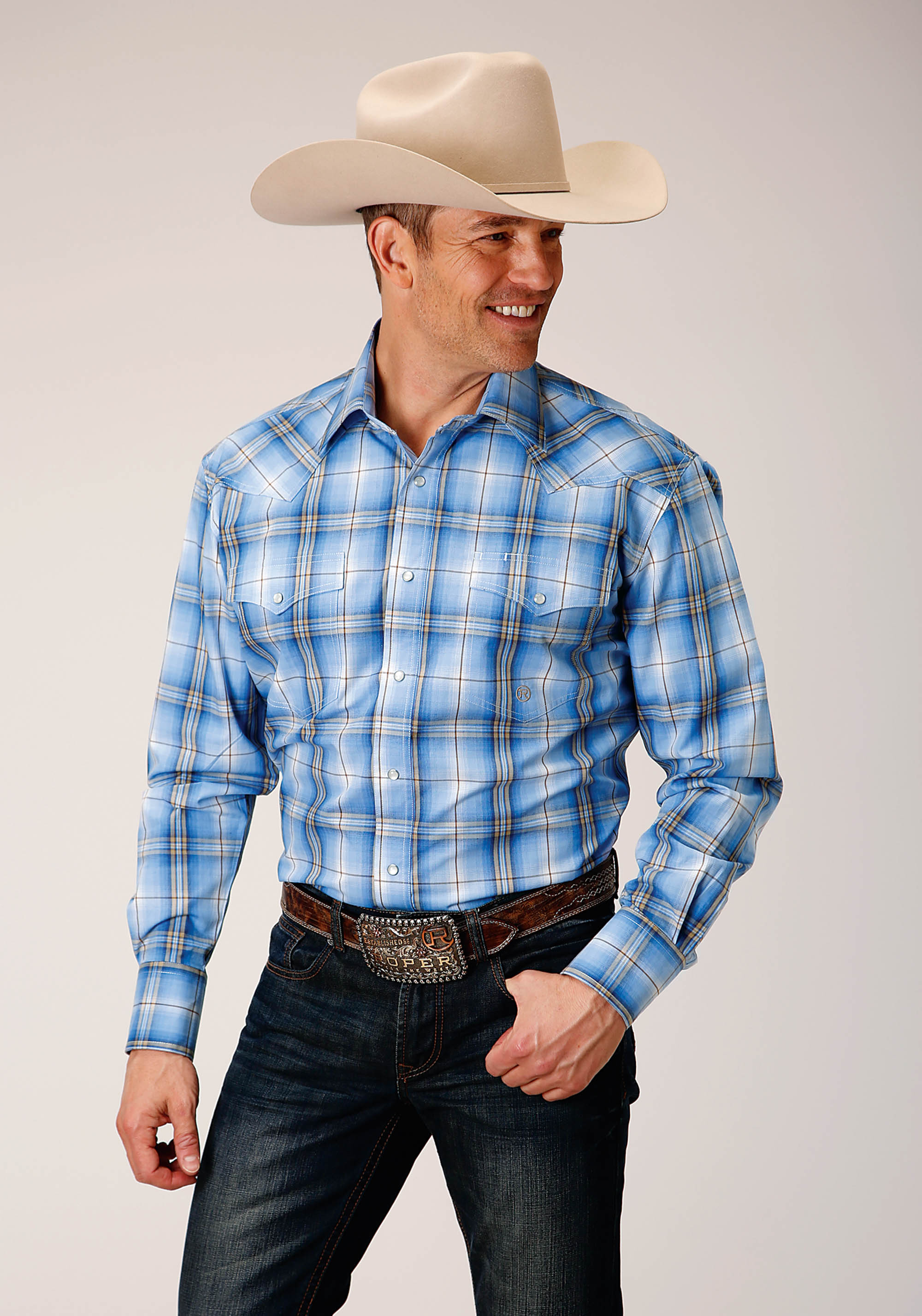 Men’s Amarillo Collection- Blue Thistle Mens Blue 1554 Cornflower Plaid