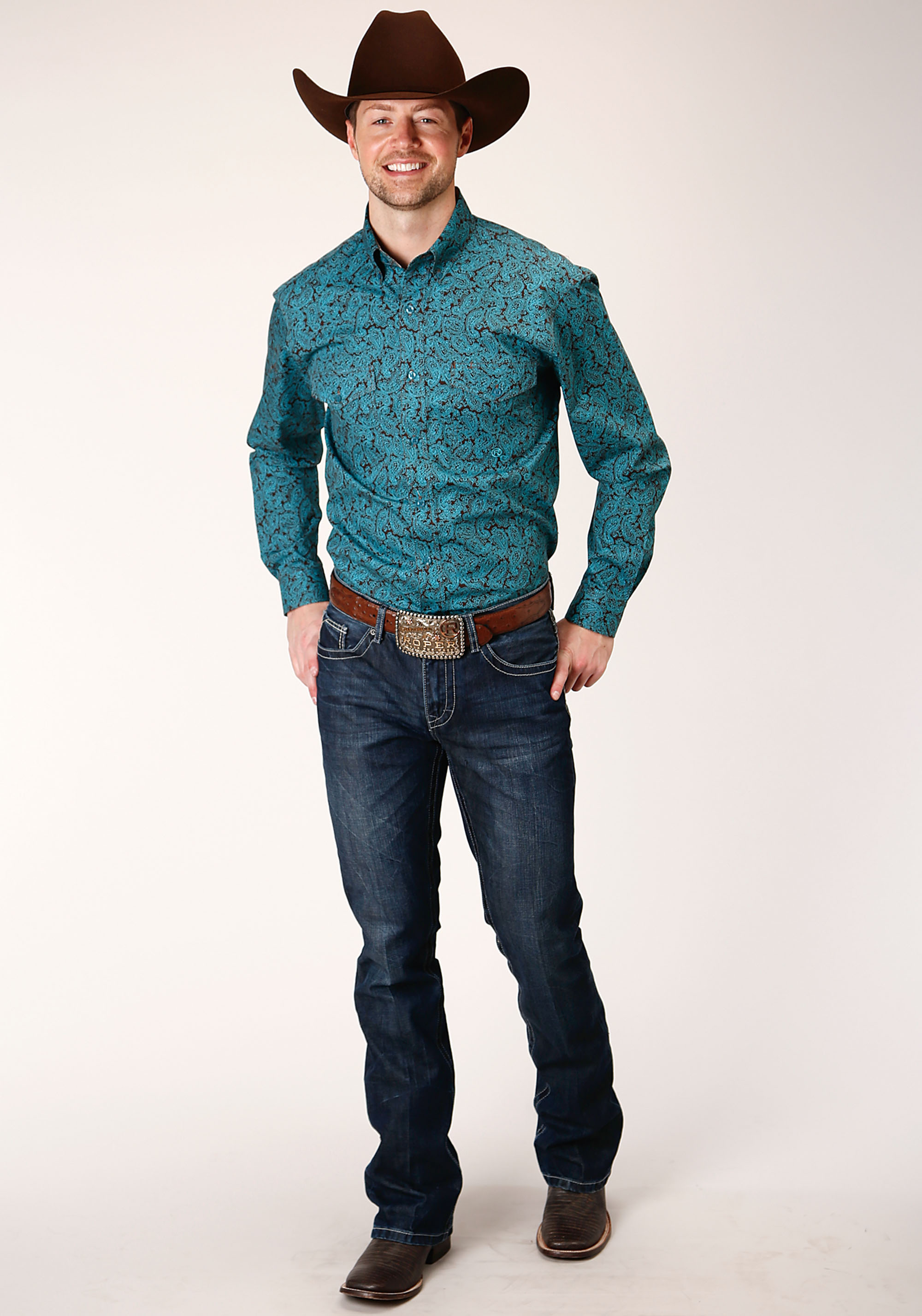 Men’s Amarillo Collection- Chocolate Agave Mens Turquoise 1377 Blue Agave Paisley