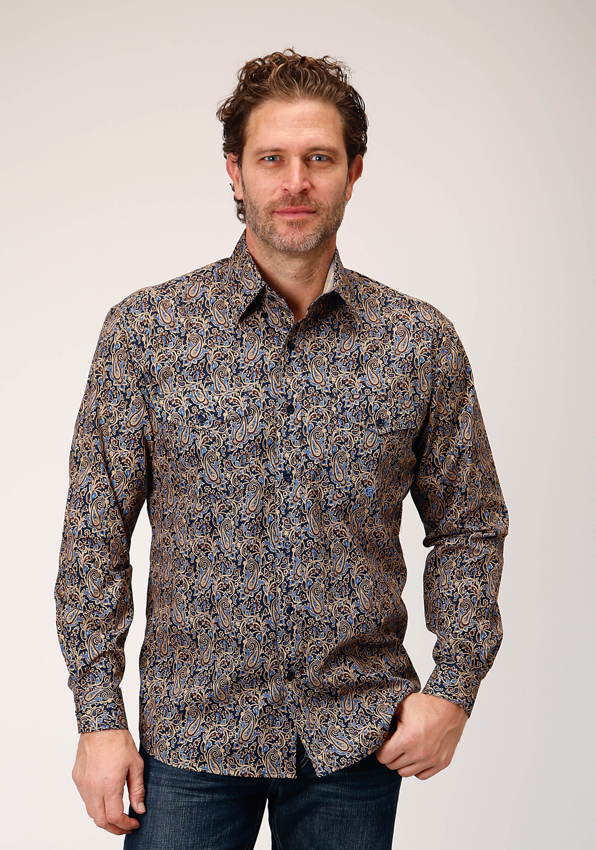 Men’s Amarillo Collection- Denim Blue Mens Blue 1841 Vintage Paisley