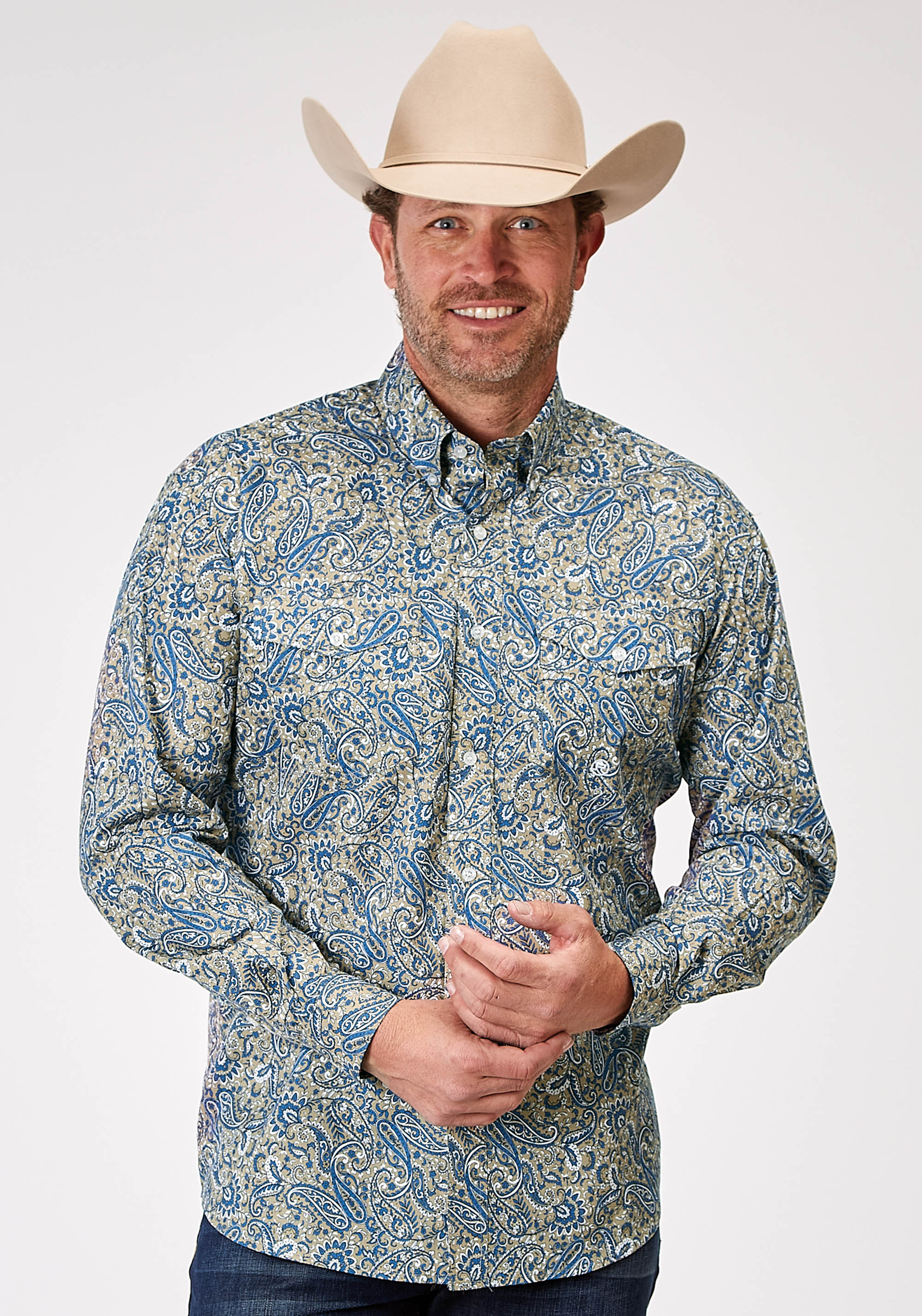 Men’s Amarillo Collection- Western Blues Mens Blue 1933 Delft Paisley