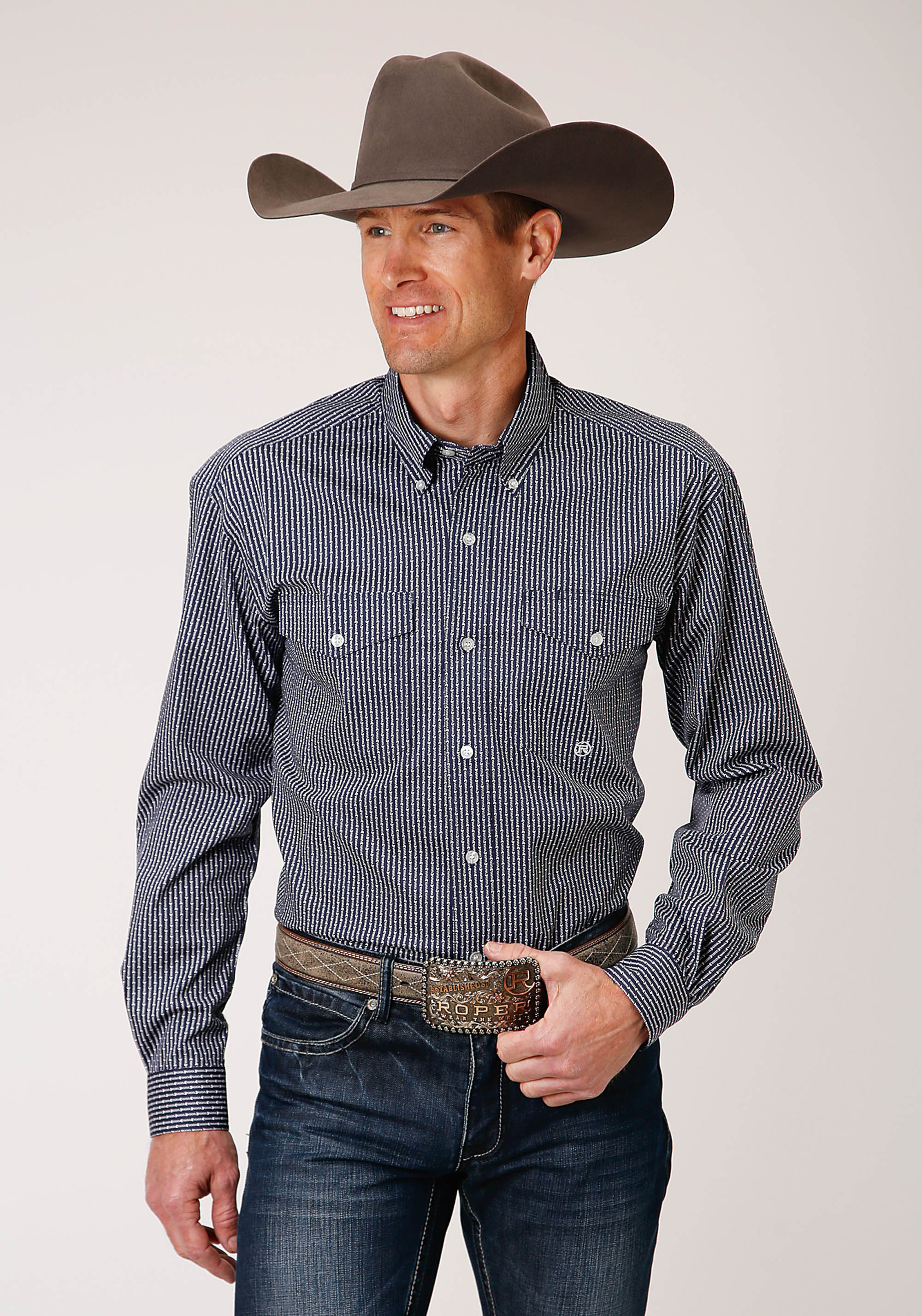 Men’s Amarillo Collection- Country Roads Mens Blue 01000 Arrow Rope Print