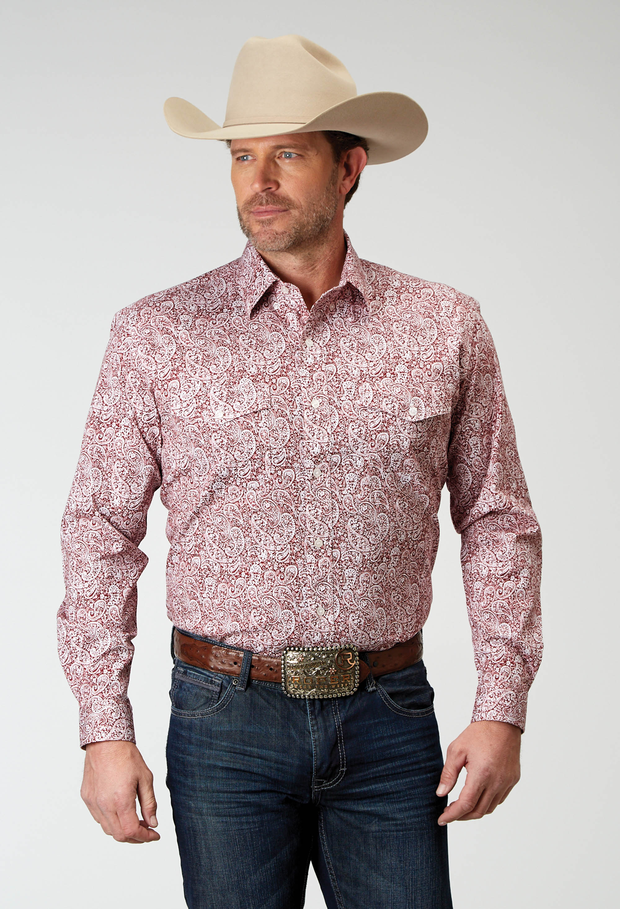 Men’s Amarillo Collection- Stretch Mens 1944 Stretch Poplin – Red Paisley