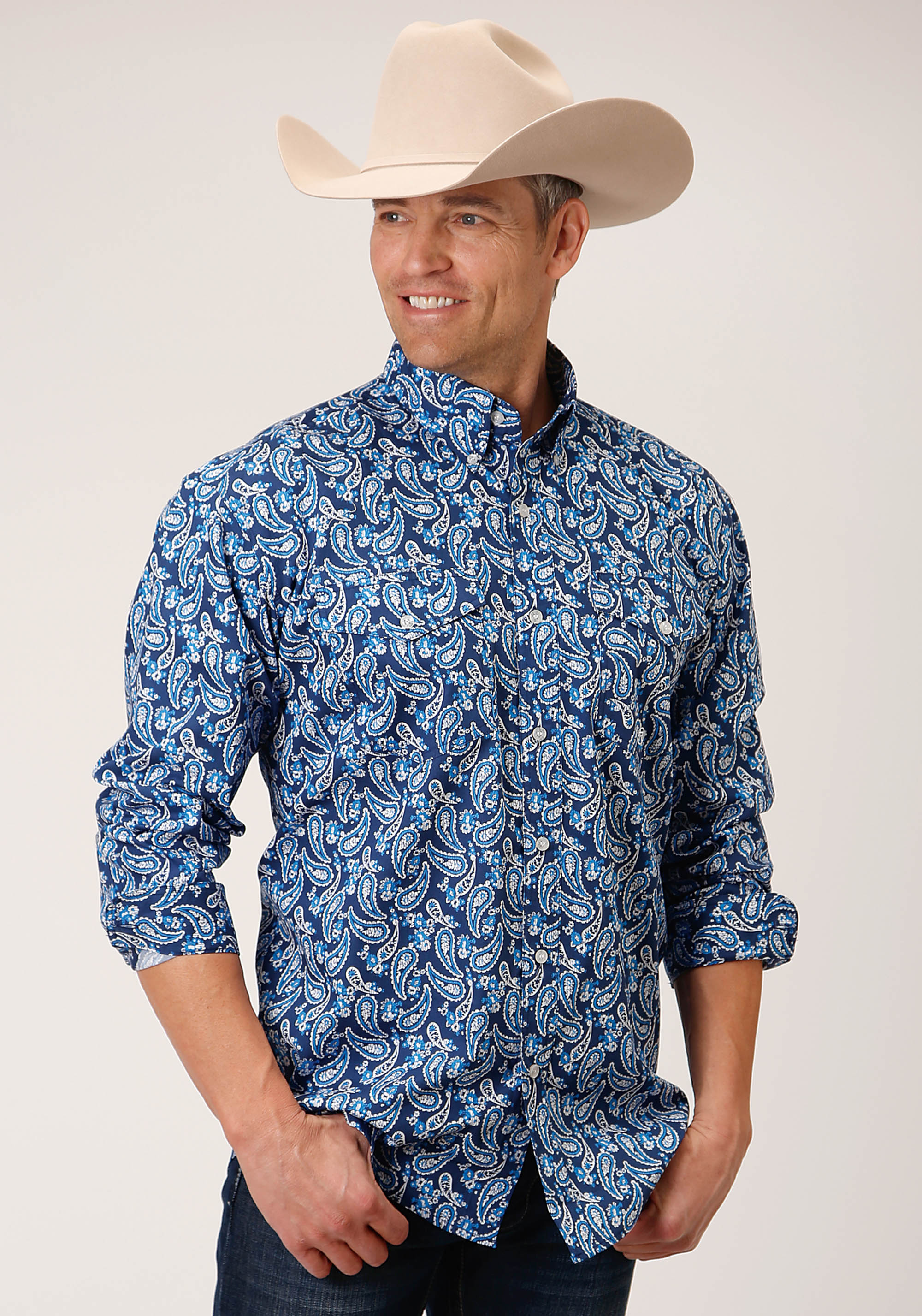 Men’s Amarillo Collection- American Blues Mens Blue 00717 Indigo Paisley