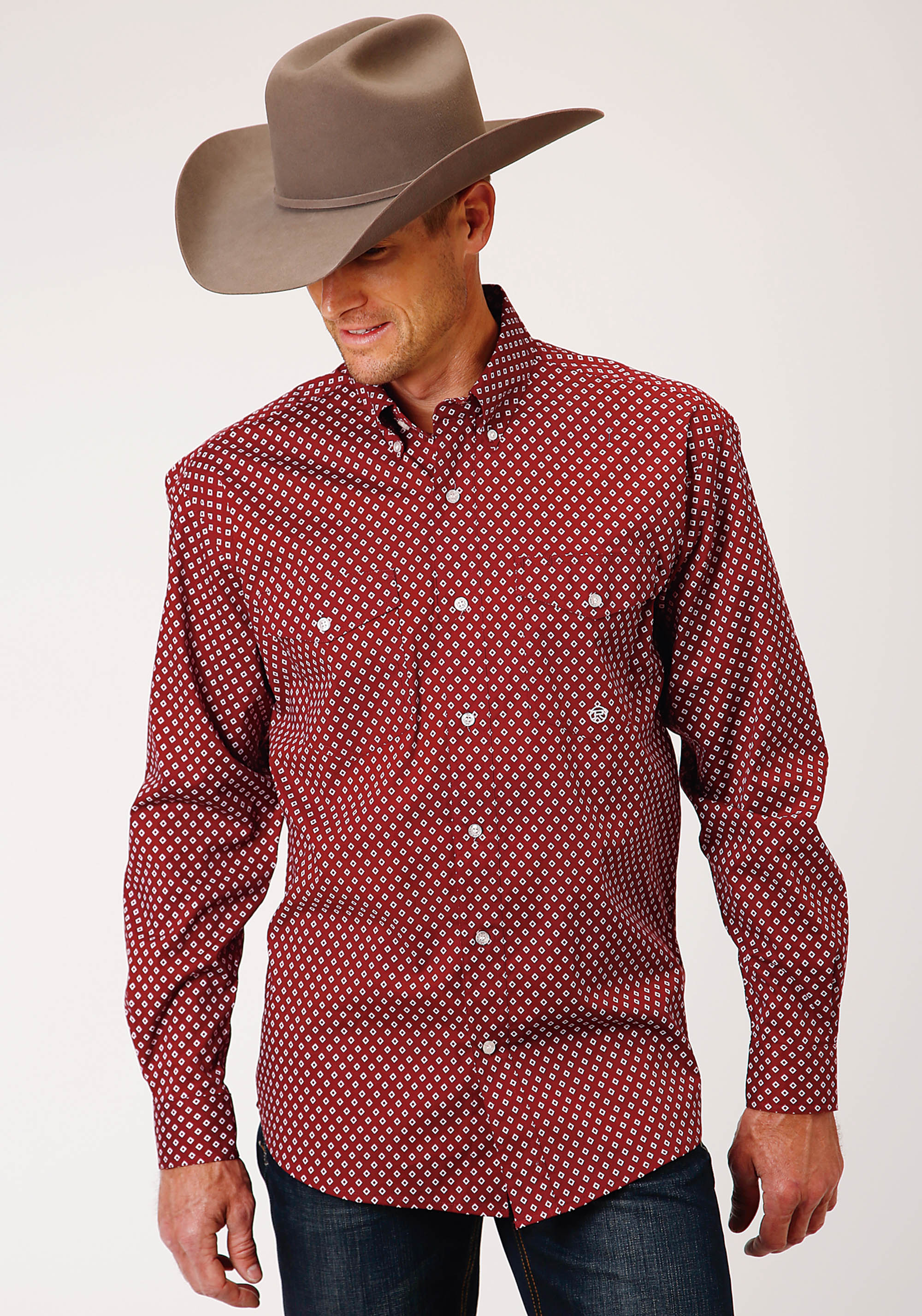 Men’s Amarillo Collection- Liberty Bell Mens 1127 Stretch Poplin Diamond – Wine