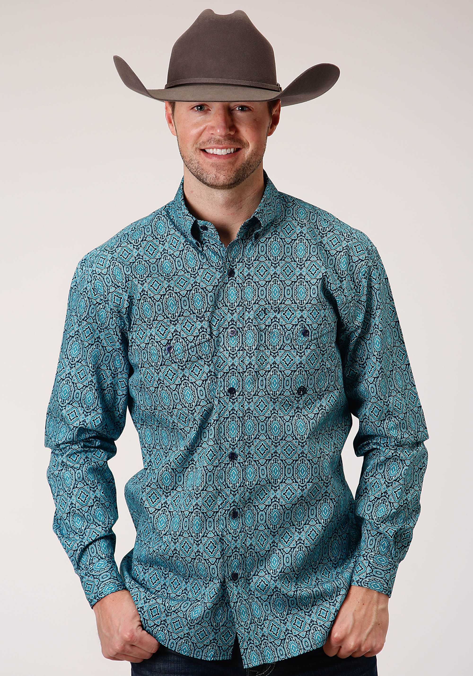 Men’s Amarillo Collection – Autumn Sky Mens Turquoise 1224 Medallion Paisley