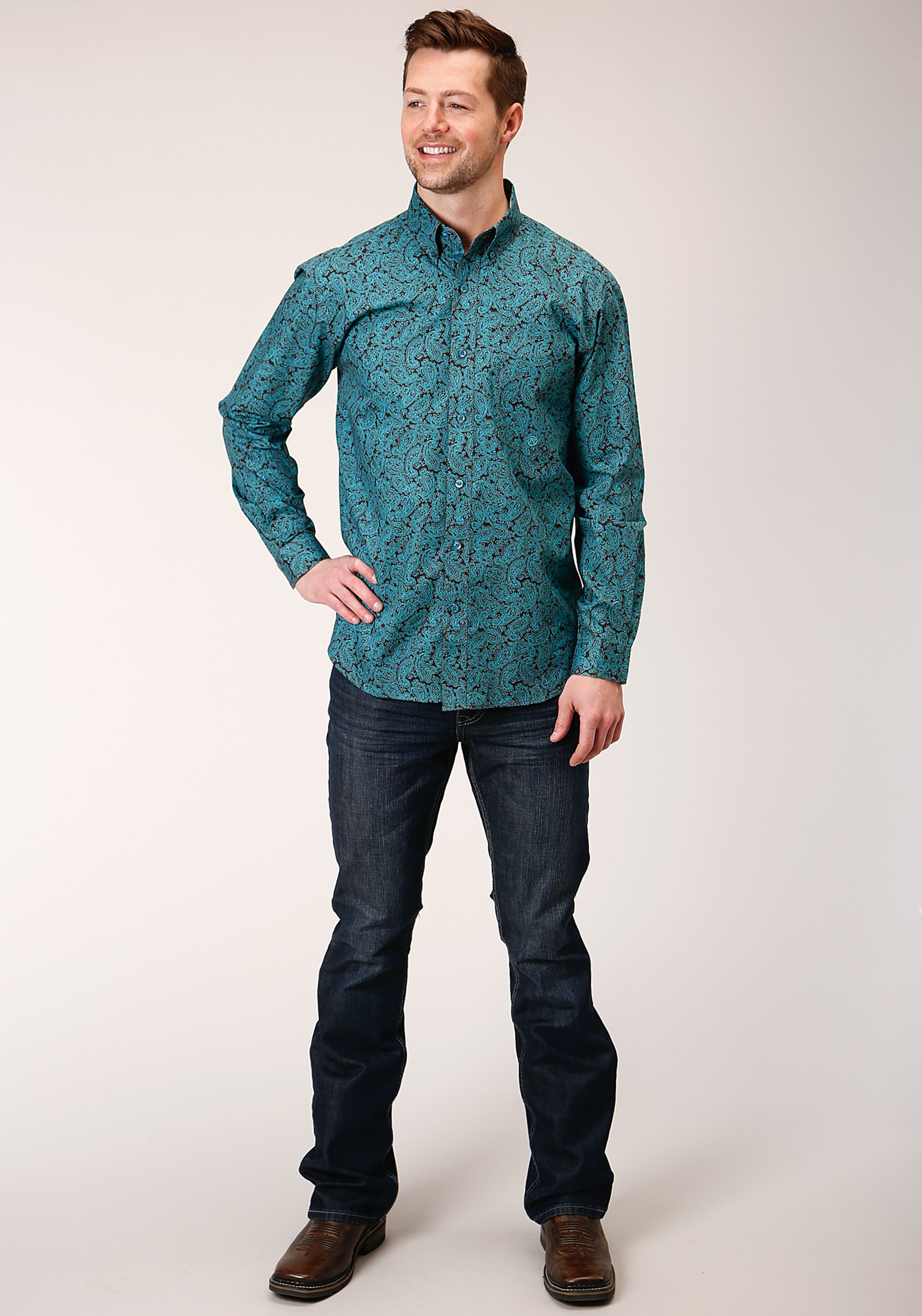 Men’s Amarillo Collection- Chocolate Agave Mens Turquoise 1377 Blue Agave Paisley