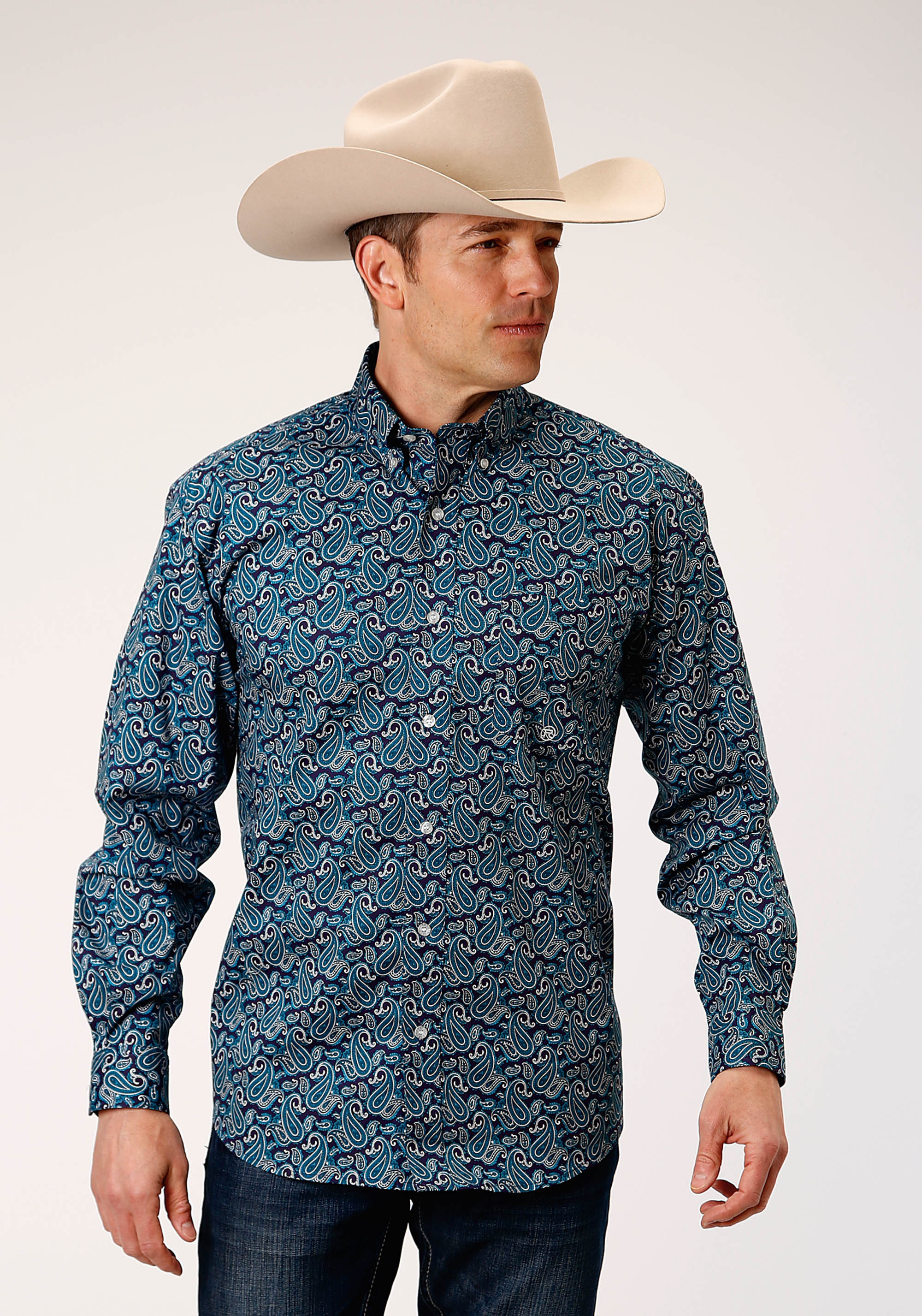 Men’s Amarillo Collection- Purple Sage Mens Teal 00995 Purple Sage Paisley