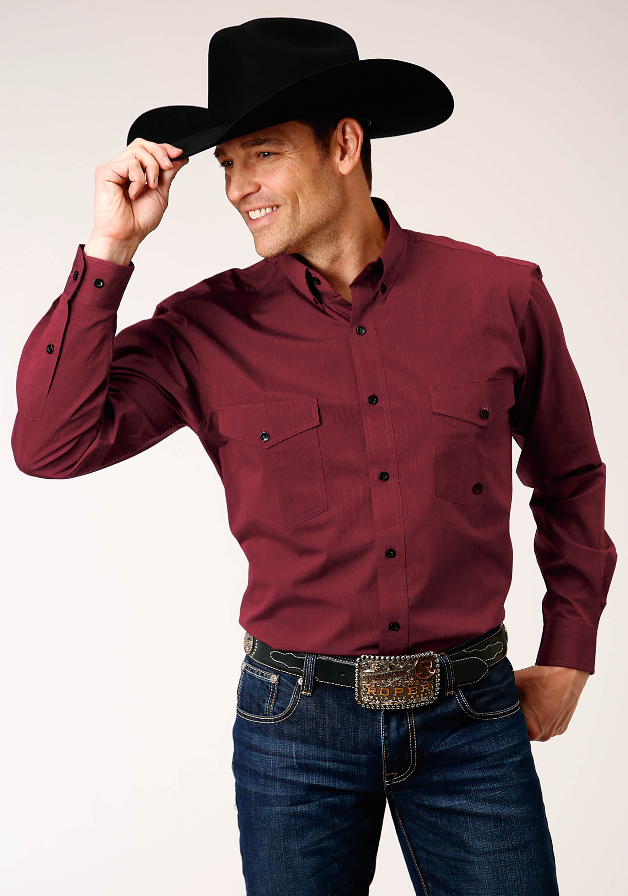 Men’s Amarillo Collection- Ruby Falls Mens 1671 Black Fill Solid – Wine