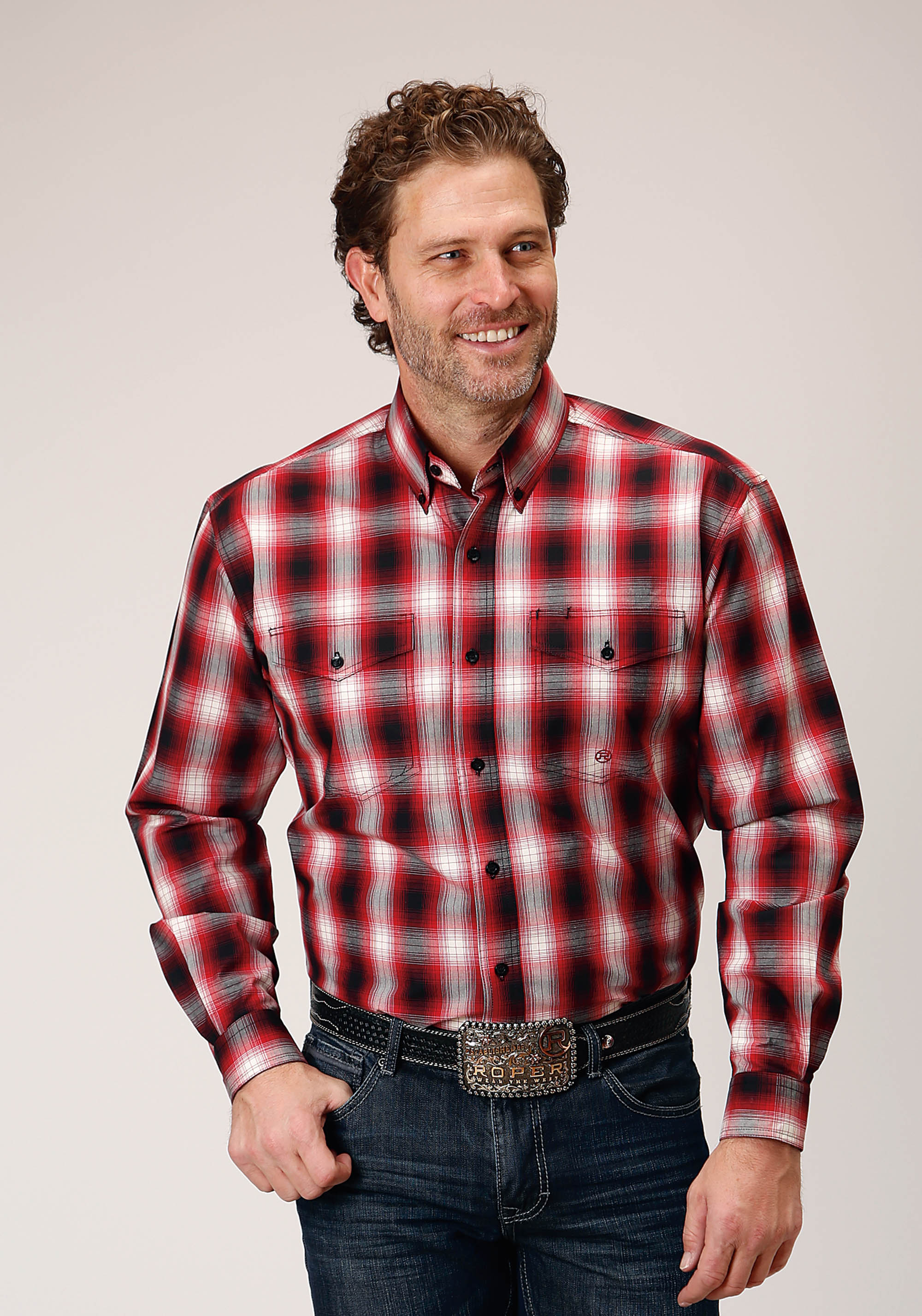 Men’s Amarillo Collection- Black Canyon Mens 1844 Basic Red Plaid