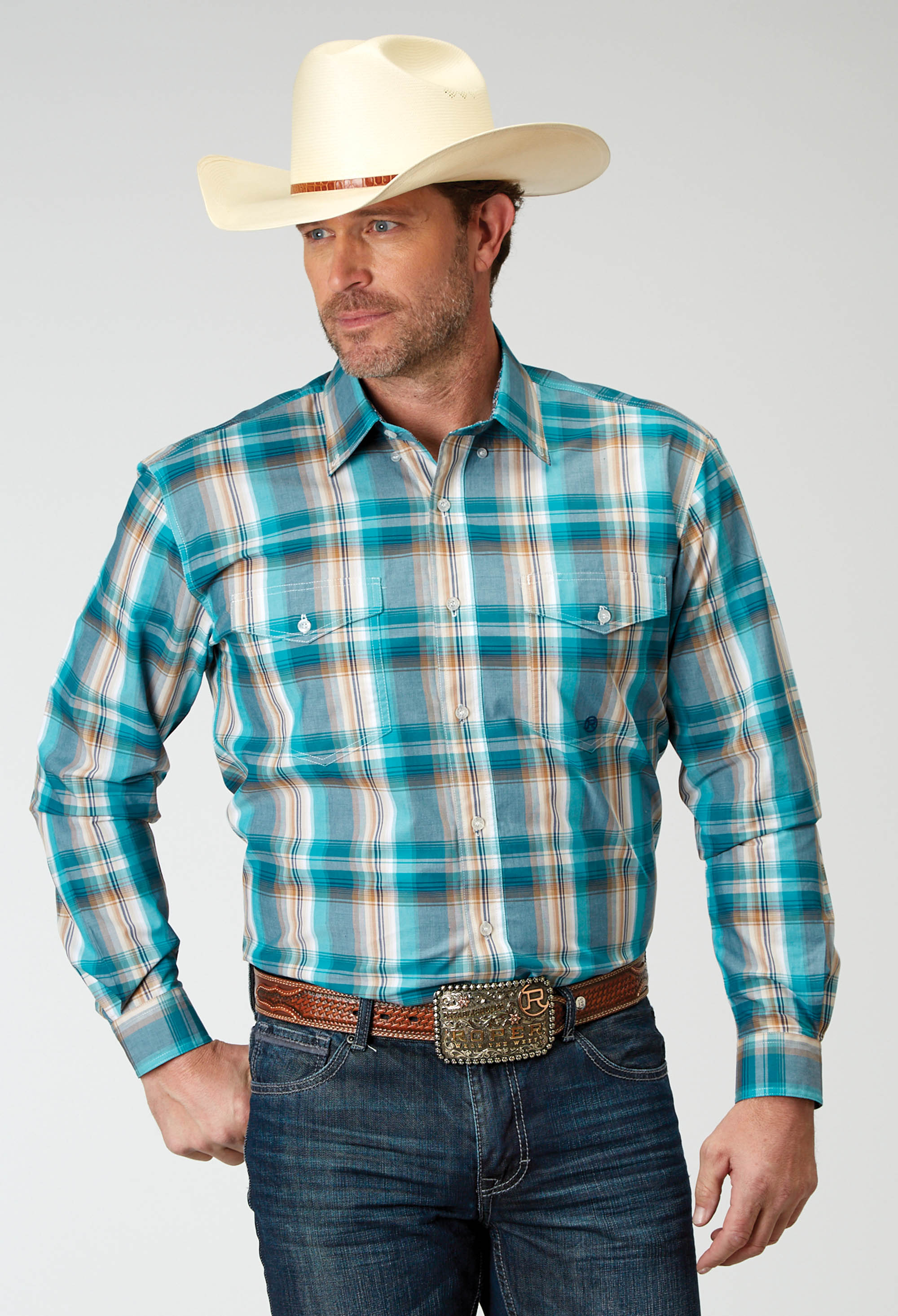 Men’s Amarillo Collection- Turquoise Lake Mens Multi 1939 Waters Edge Plaid