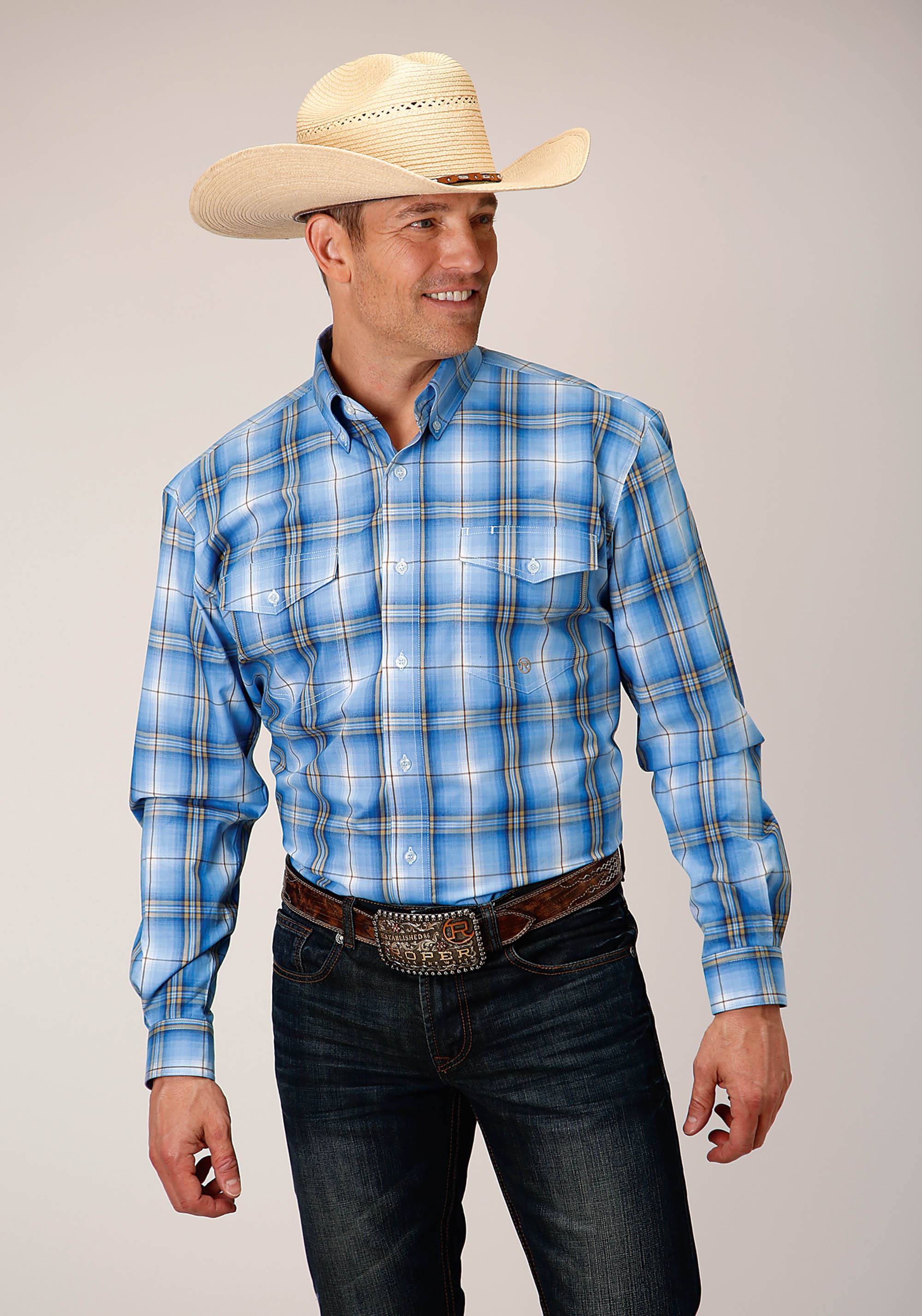 Men’s Amarillo Collection- Blue Thistle Mens Blue 1554 Cornflower Plaid