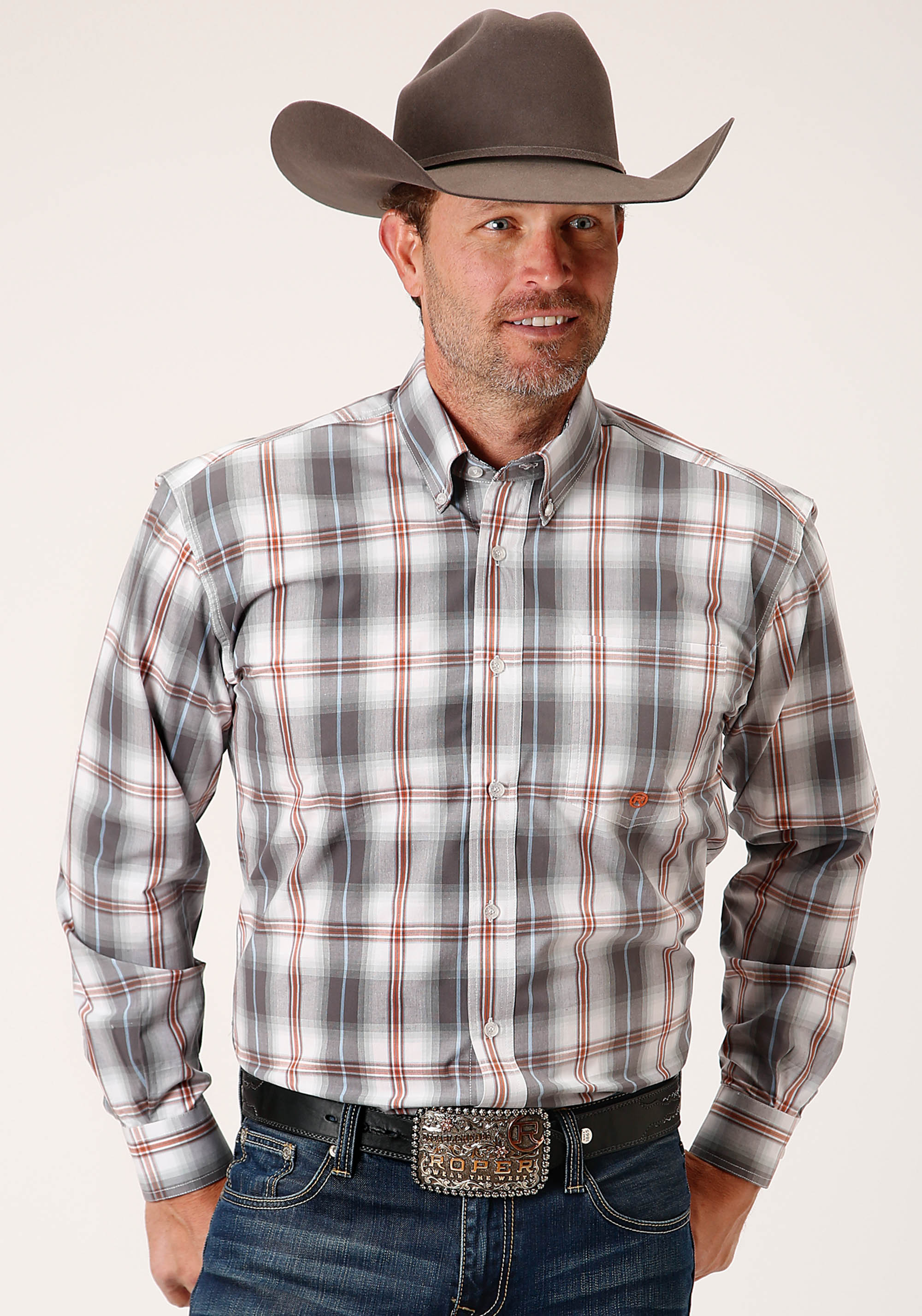 Men’s Amarillo Collection- Copper Springs Mens Grey 1457 Smokey Plaid