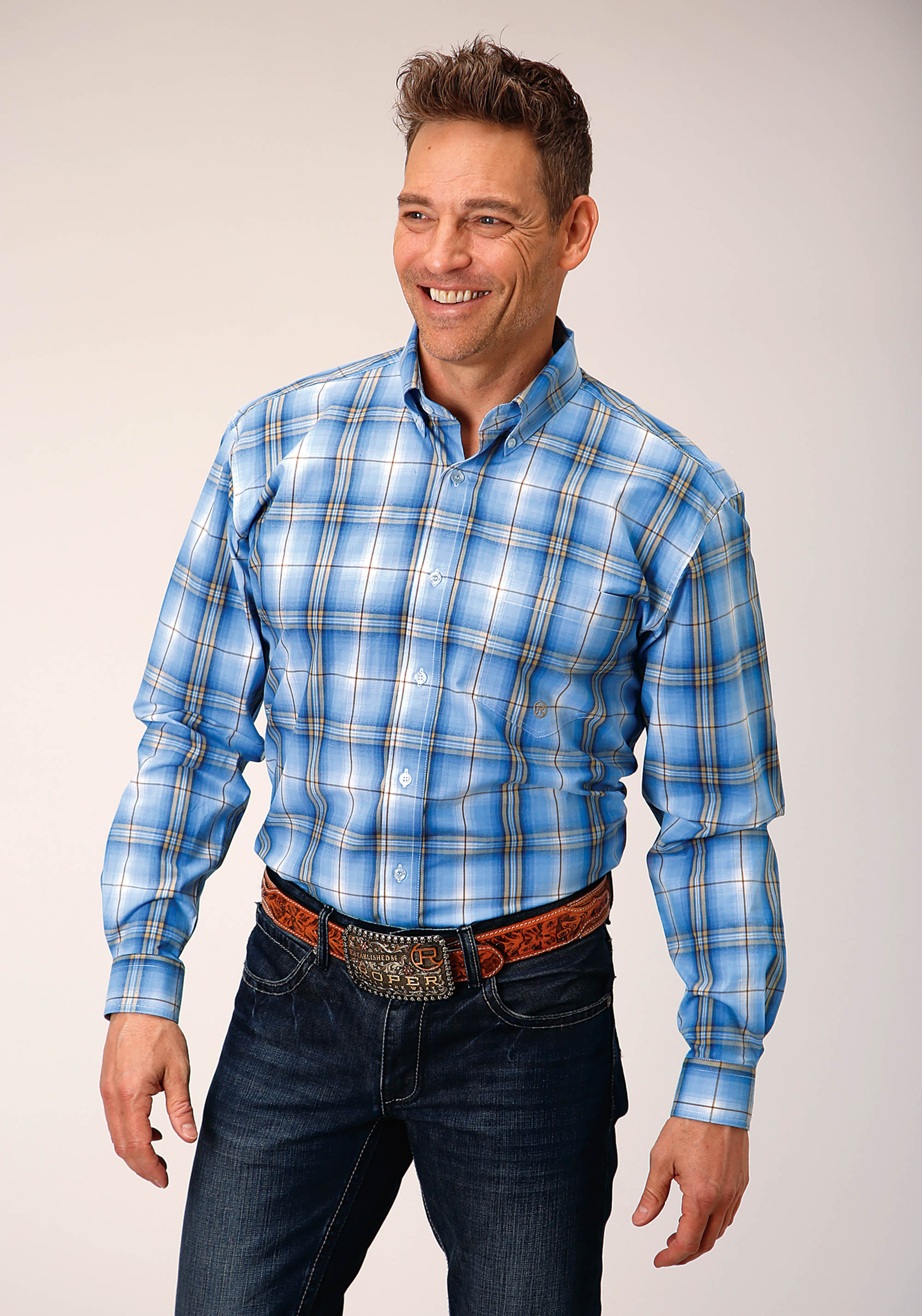 Men’s Amarillo Collection- Blue Thistle Mens Blue 1554 Cornflower Plaid