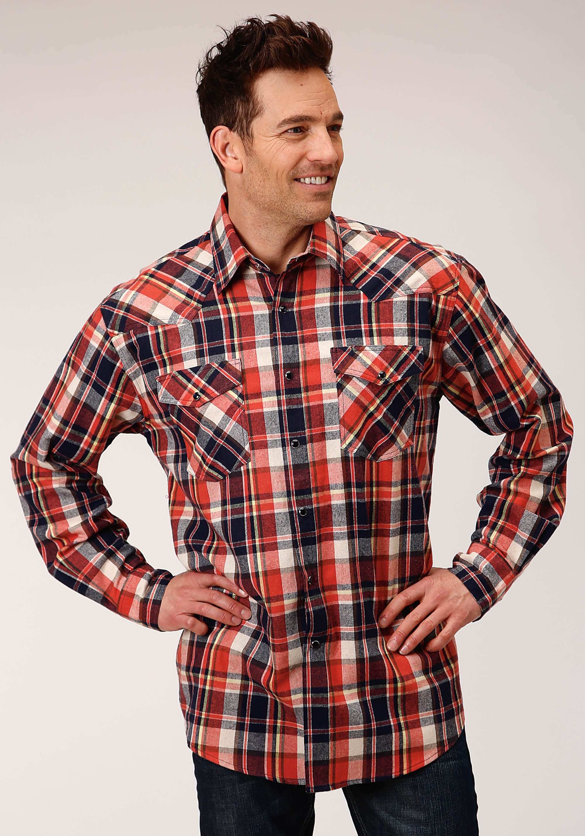 Mens Orange 1316 Unlined Flannel Plaid Shirt