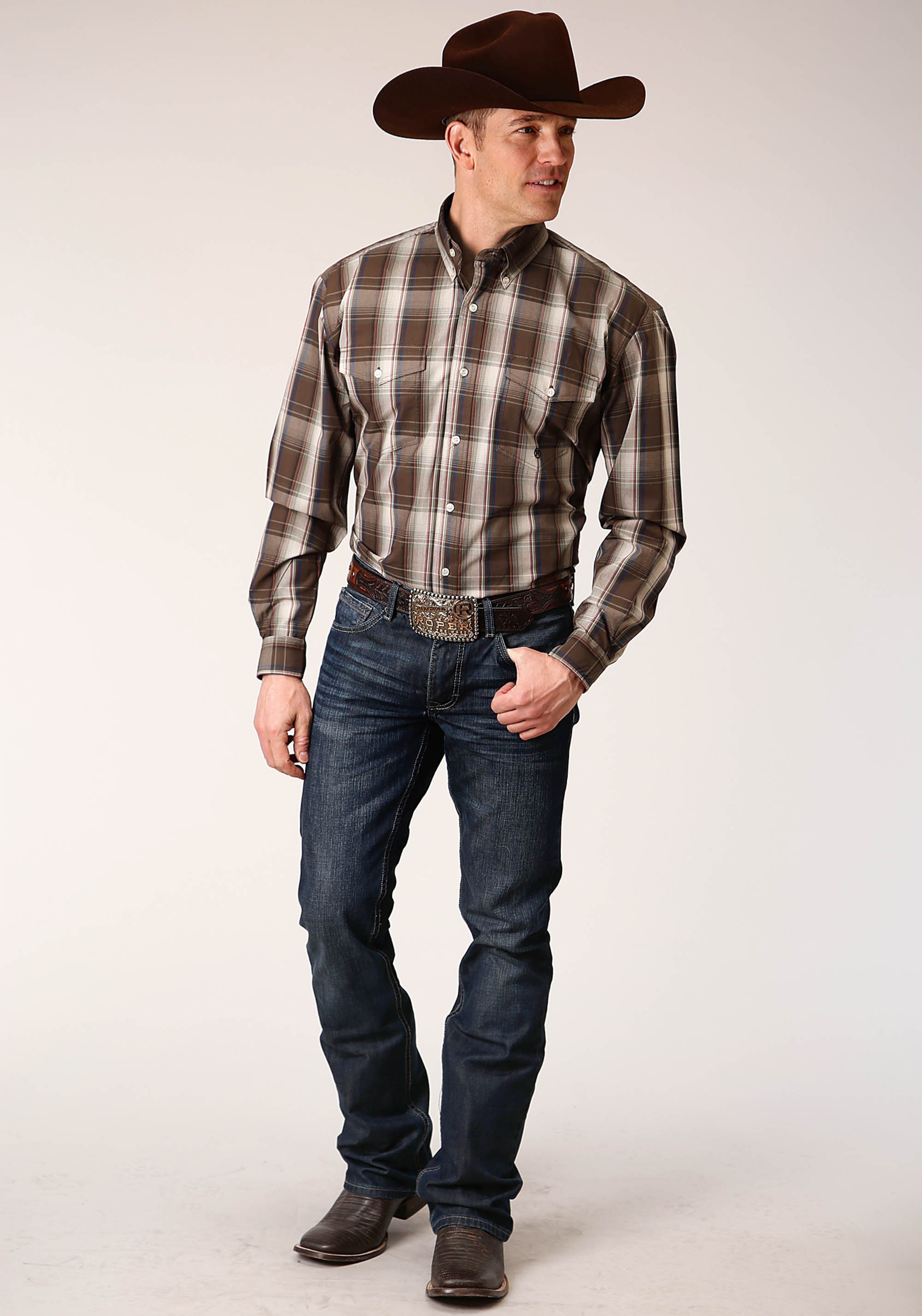 Men’s Amarillo Collection – Pinewood Mens Brown 1227 Pinewood Plaid