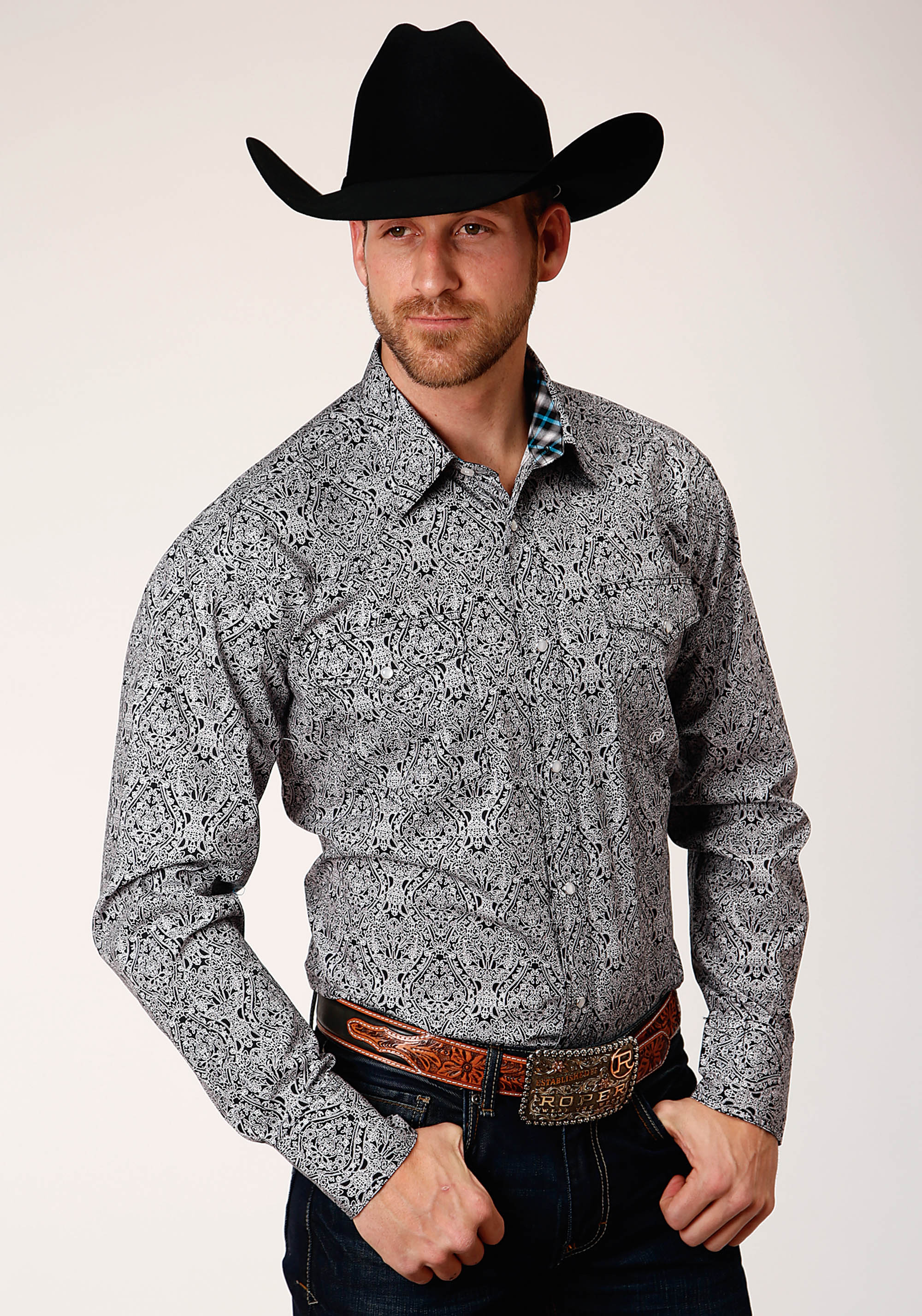 Men’s Amarillo Collection- Black Hills Mens Black 00393 Medallion Paisley