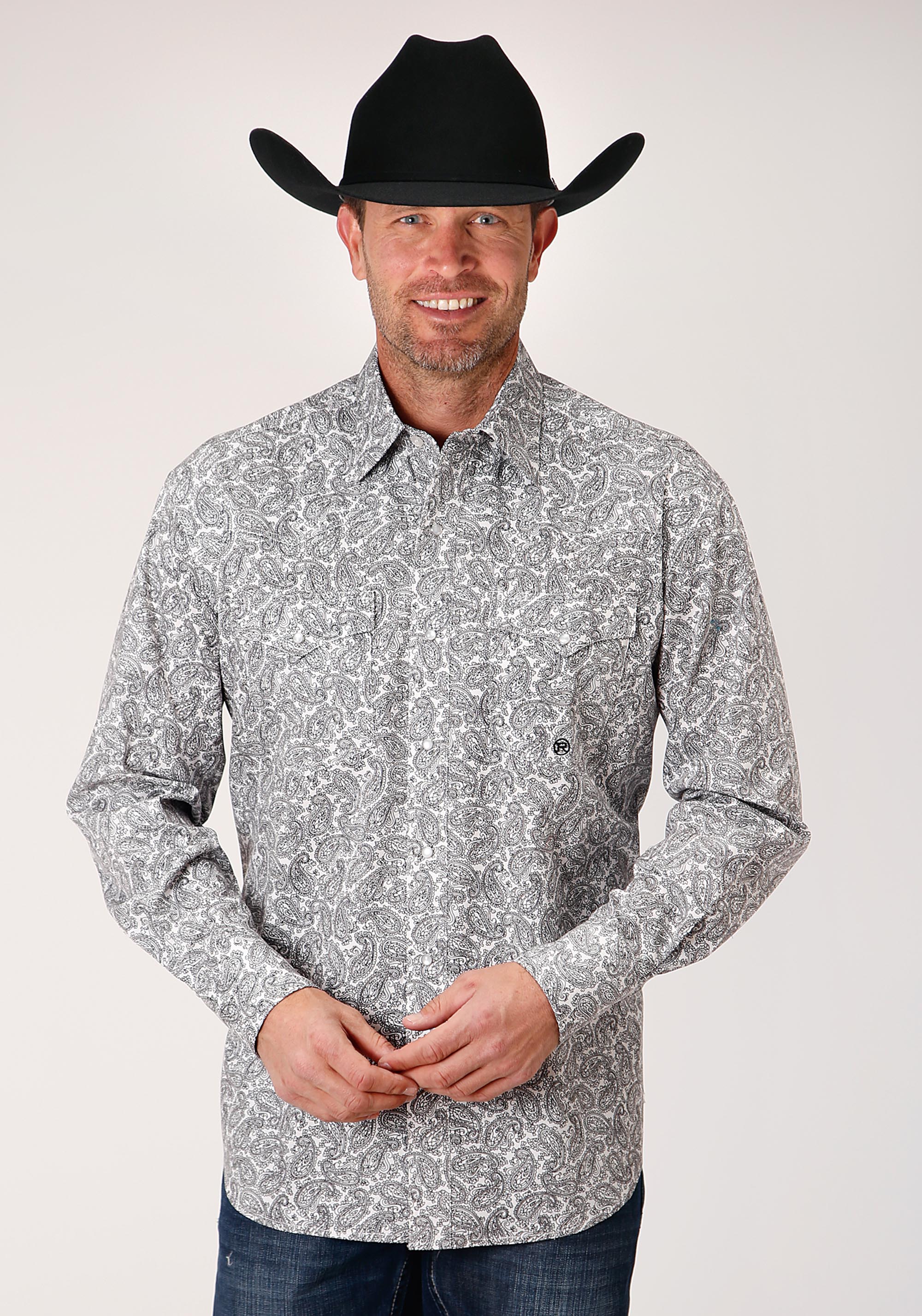 Men’s Amarillo Collection- Campfire Mens White 00998 Line Paisley