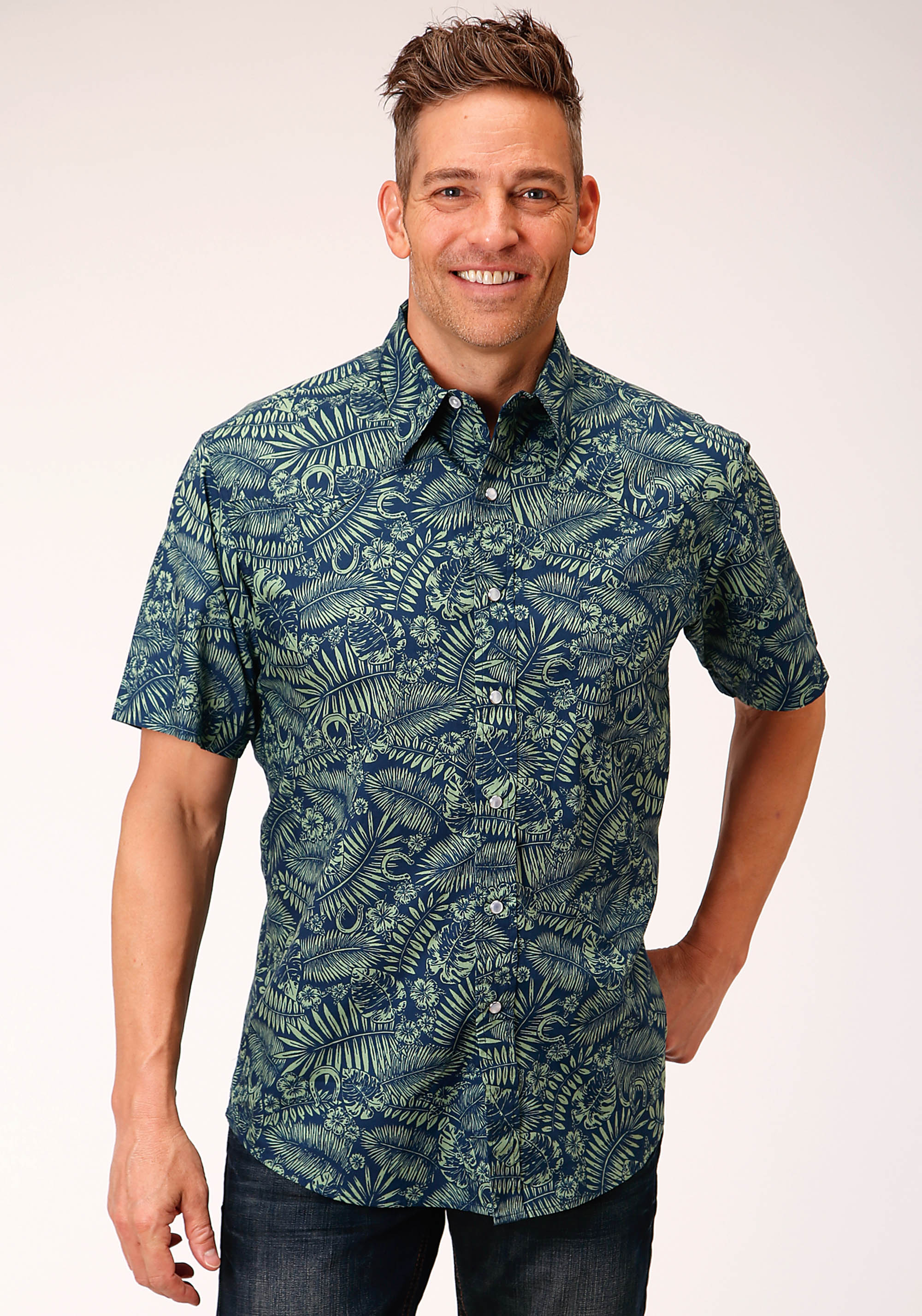 West Made Collection Mens Green 01589 Lucky Tropical Print