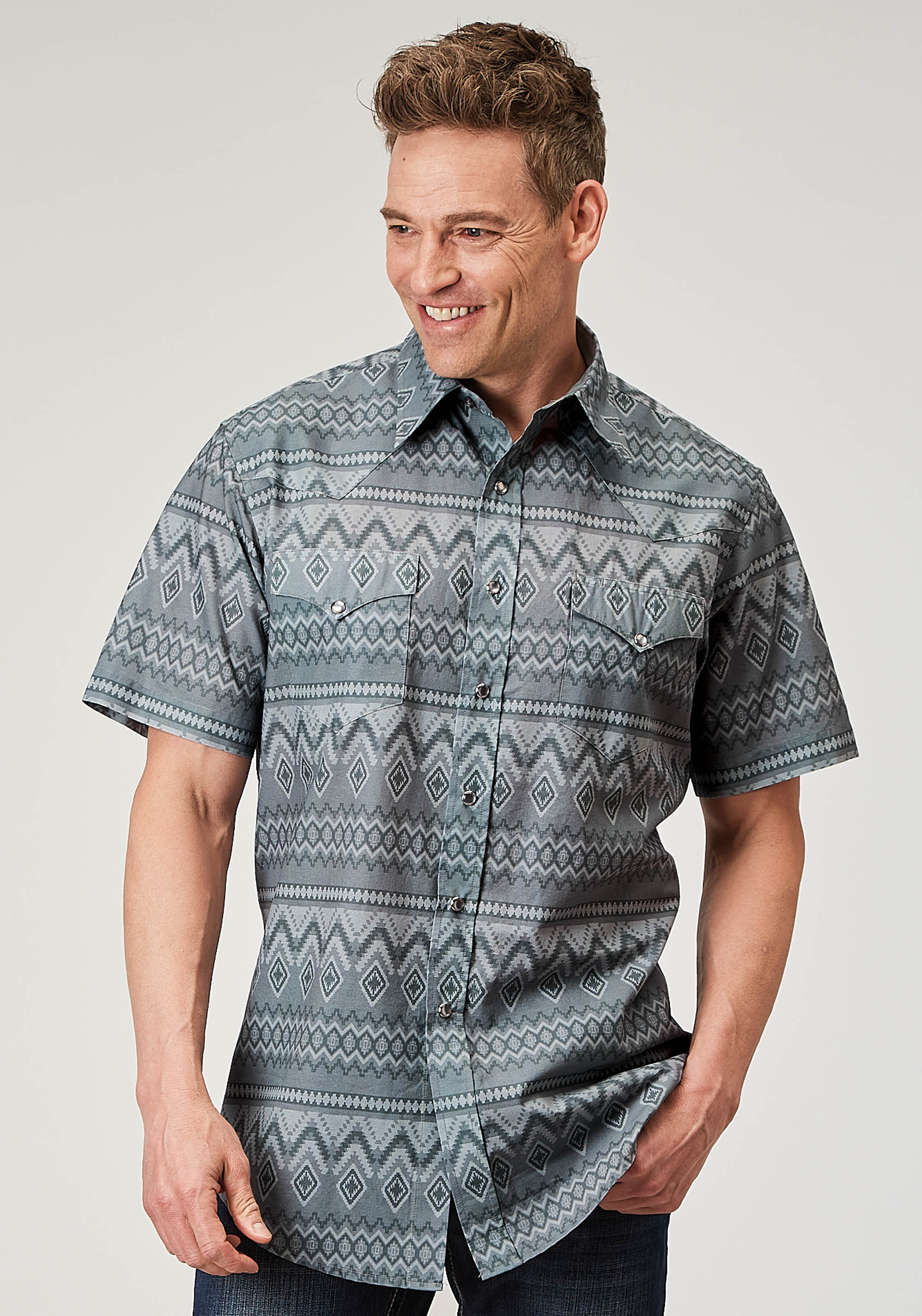 West Made Collection Mens Grey 1895 River Aztec Print