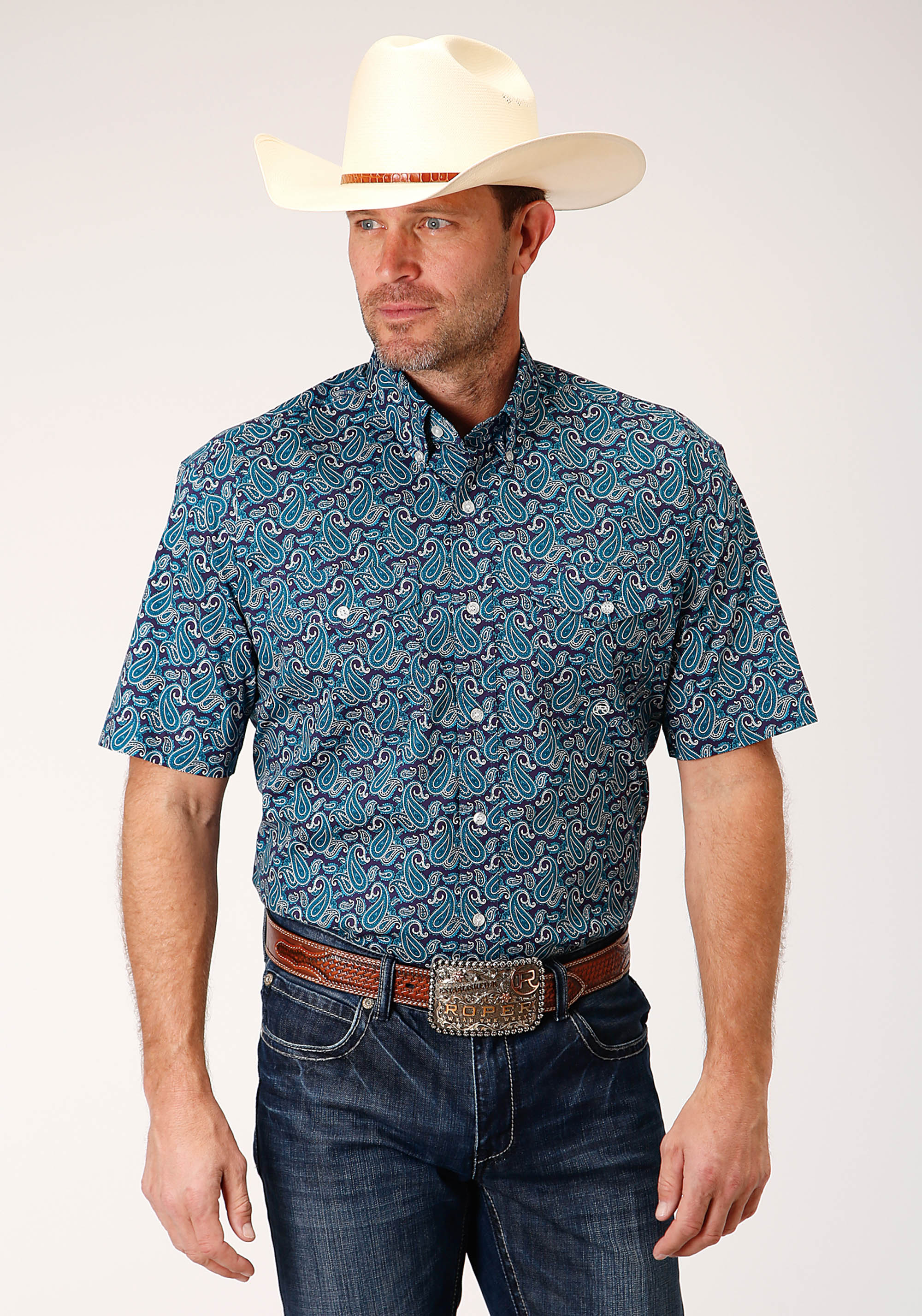 Men’s Amarillo Collection- Purple Sage Mens Teal 00995 Purple Sage Paisley