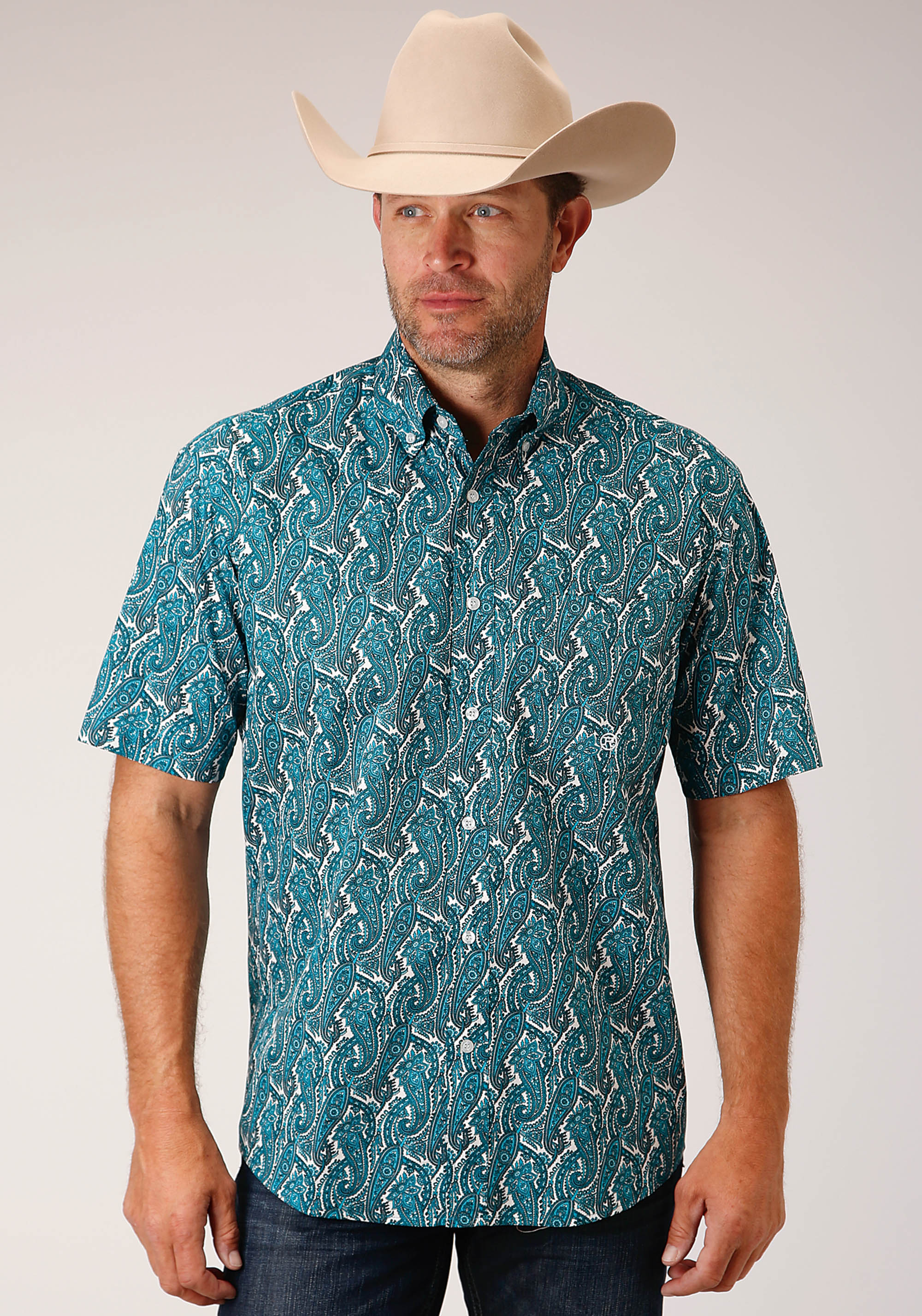 Men’s Amarillo Collection- Turquoise Pool Mens Turquoise 1449 Upstream Paisley