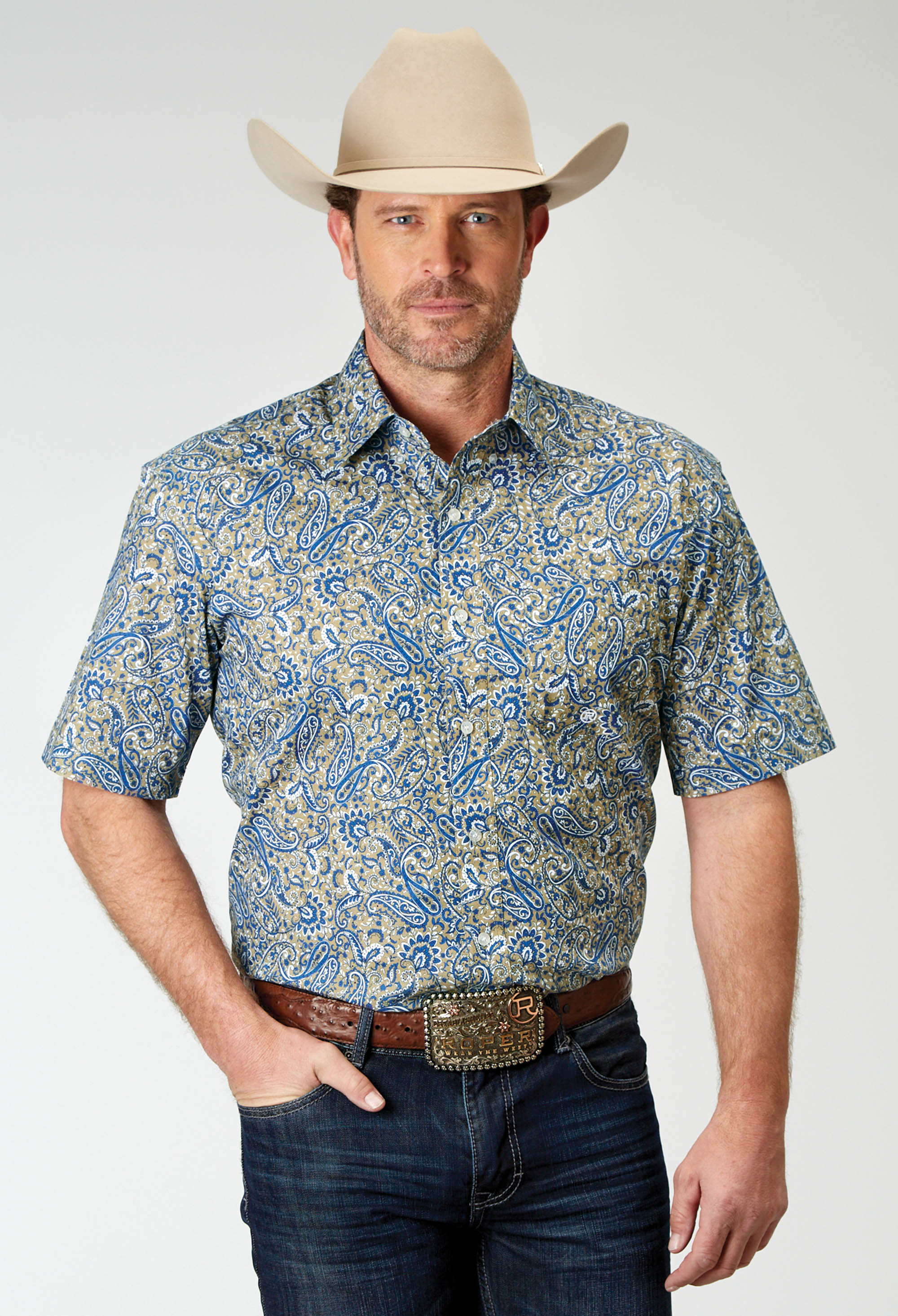 Mens Amarillo Collection- Western Blues Mens Blue 1933 Delft Paisley