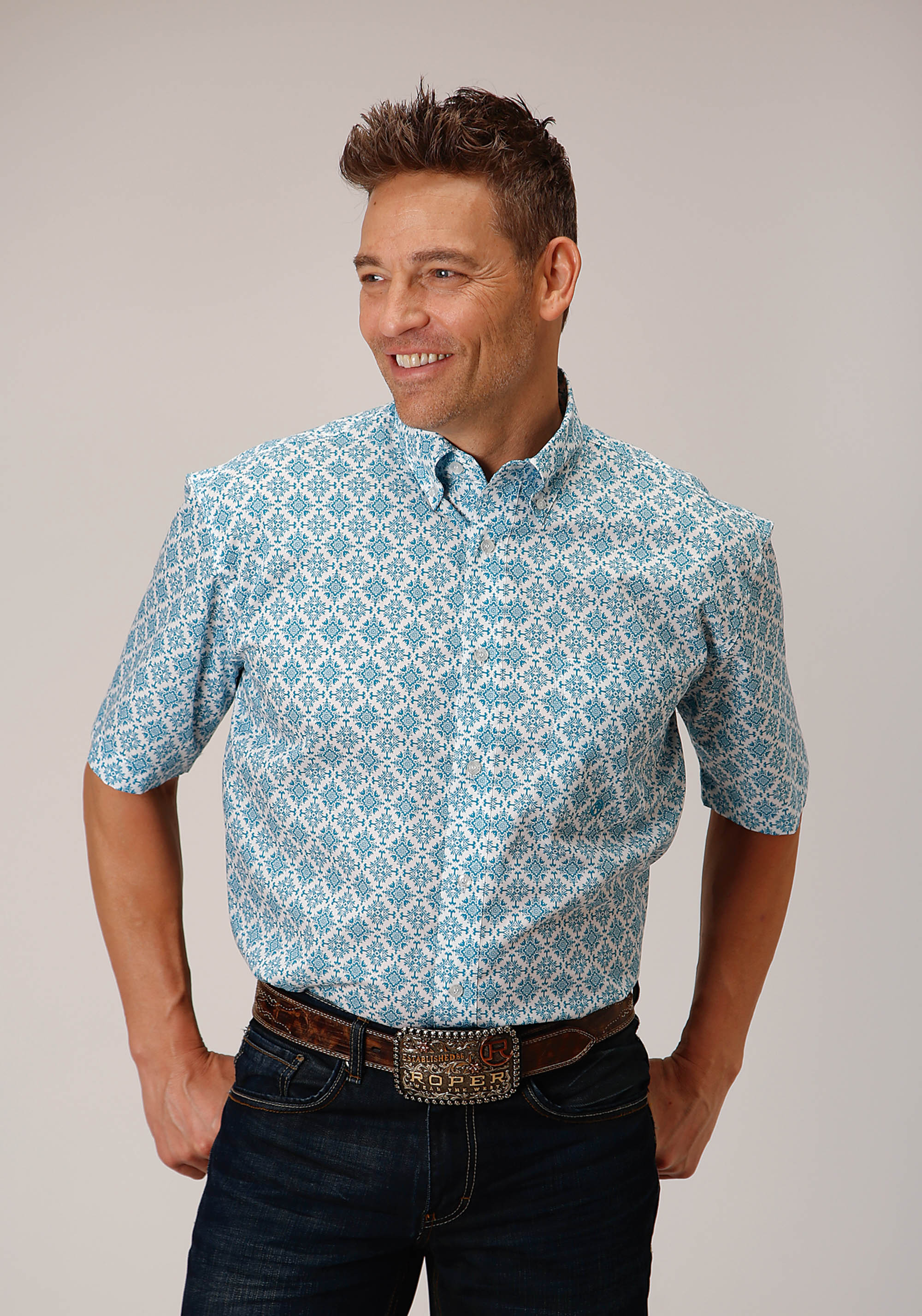 Men’s Amarillo Collection- Summer Meadow Mens Blue 1561 Turquoise Medallion