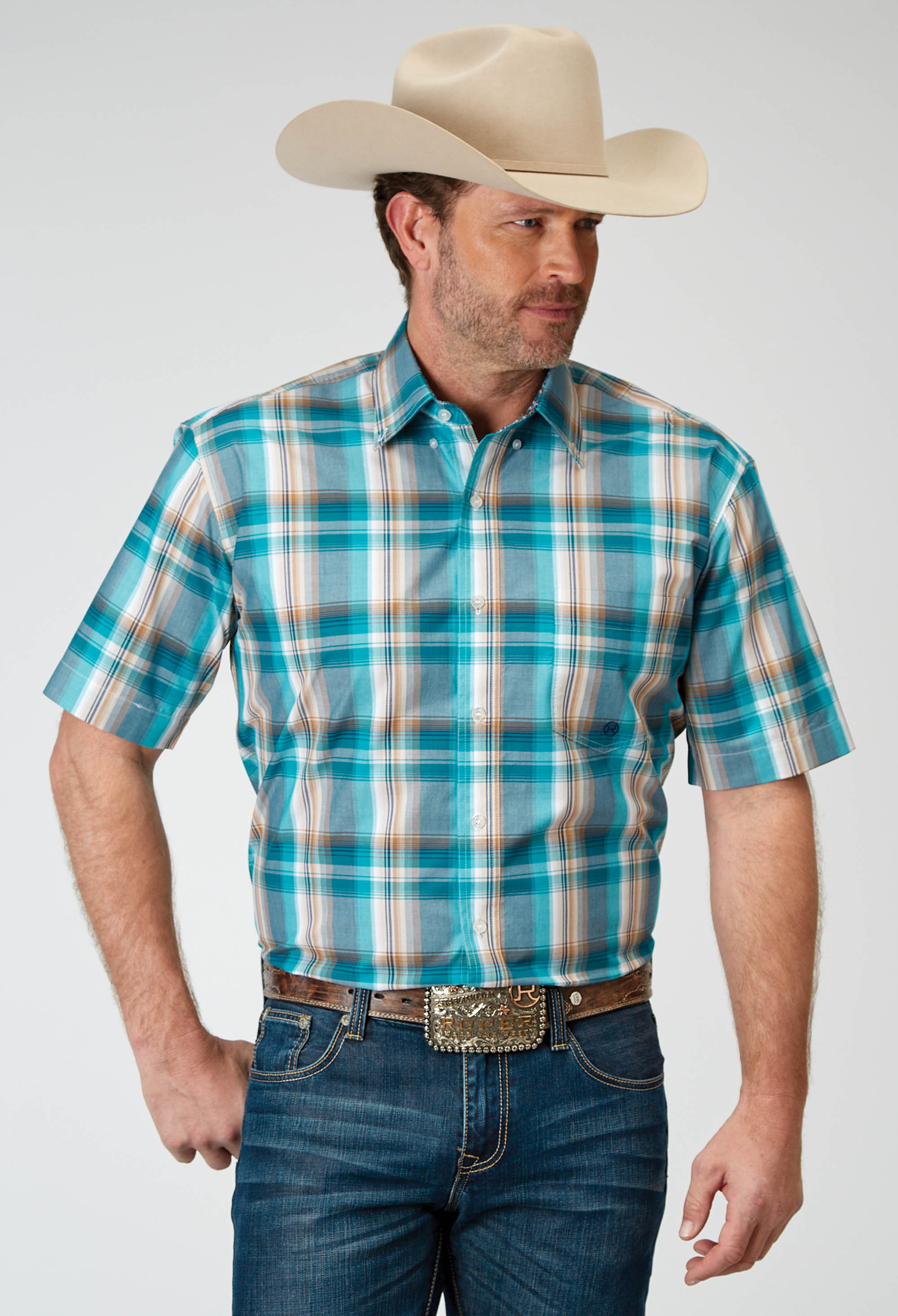 Men’s Amarillo Collection- Turquoise Lake Mens Multi 1939 Waters Edge Plaid