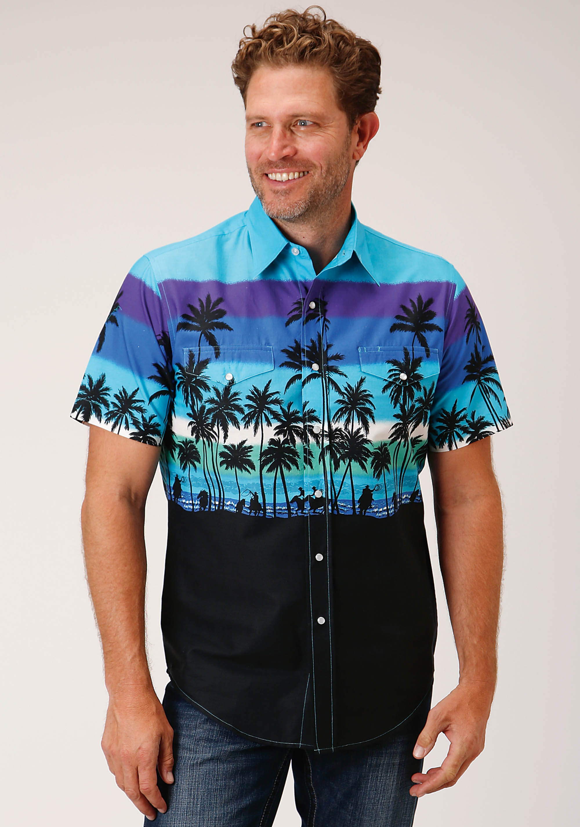 Roper Vintage Collection Mens Blue 1472 Beach Roundup Border